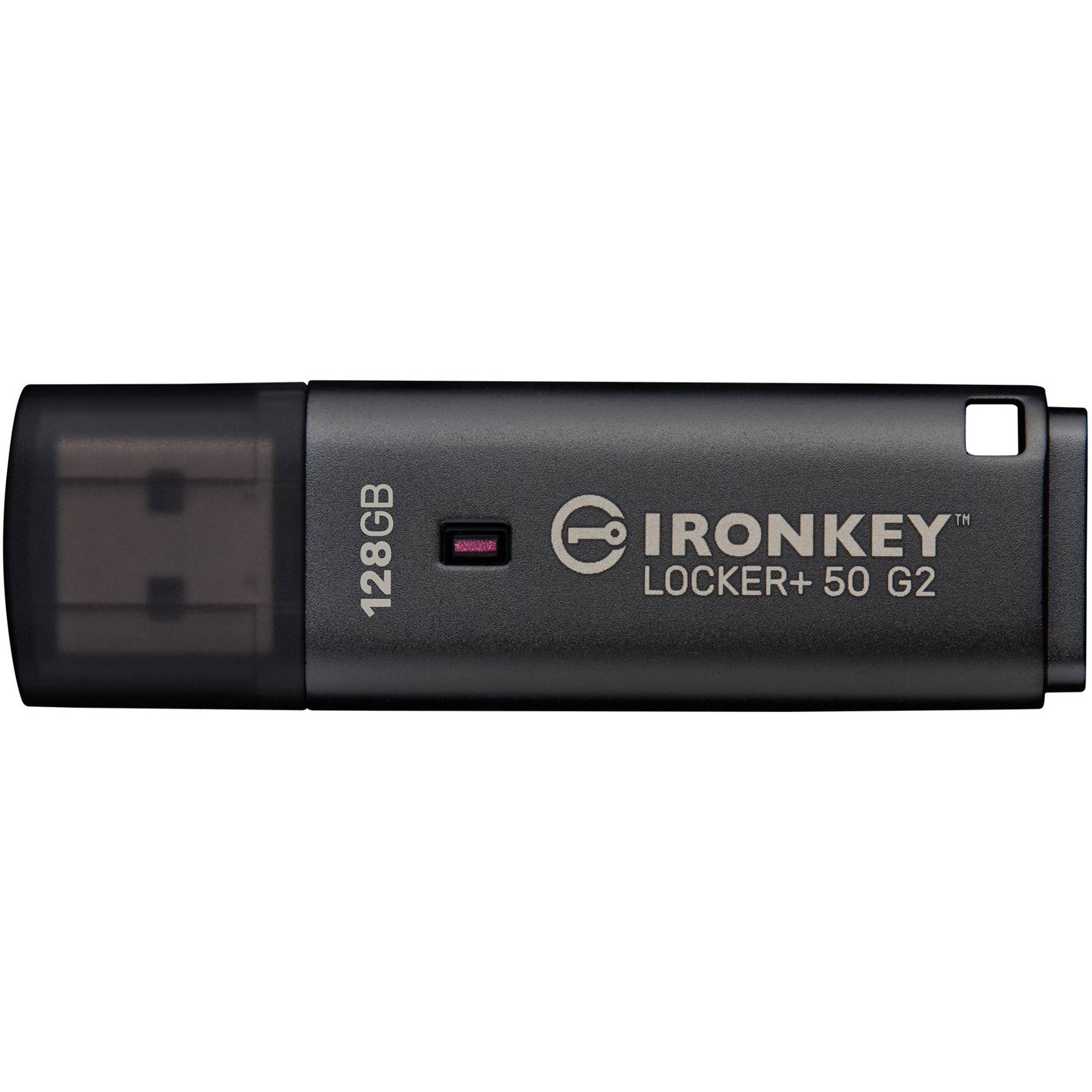 Kingston ironkey locker+ 50 g2 usb flash drive 128 gb usb-stick (antraciet, usb-a 3.2 gen 1)