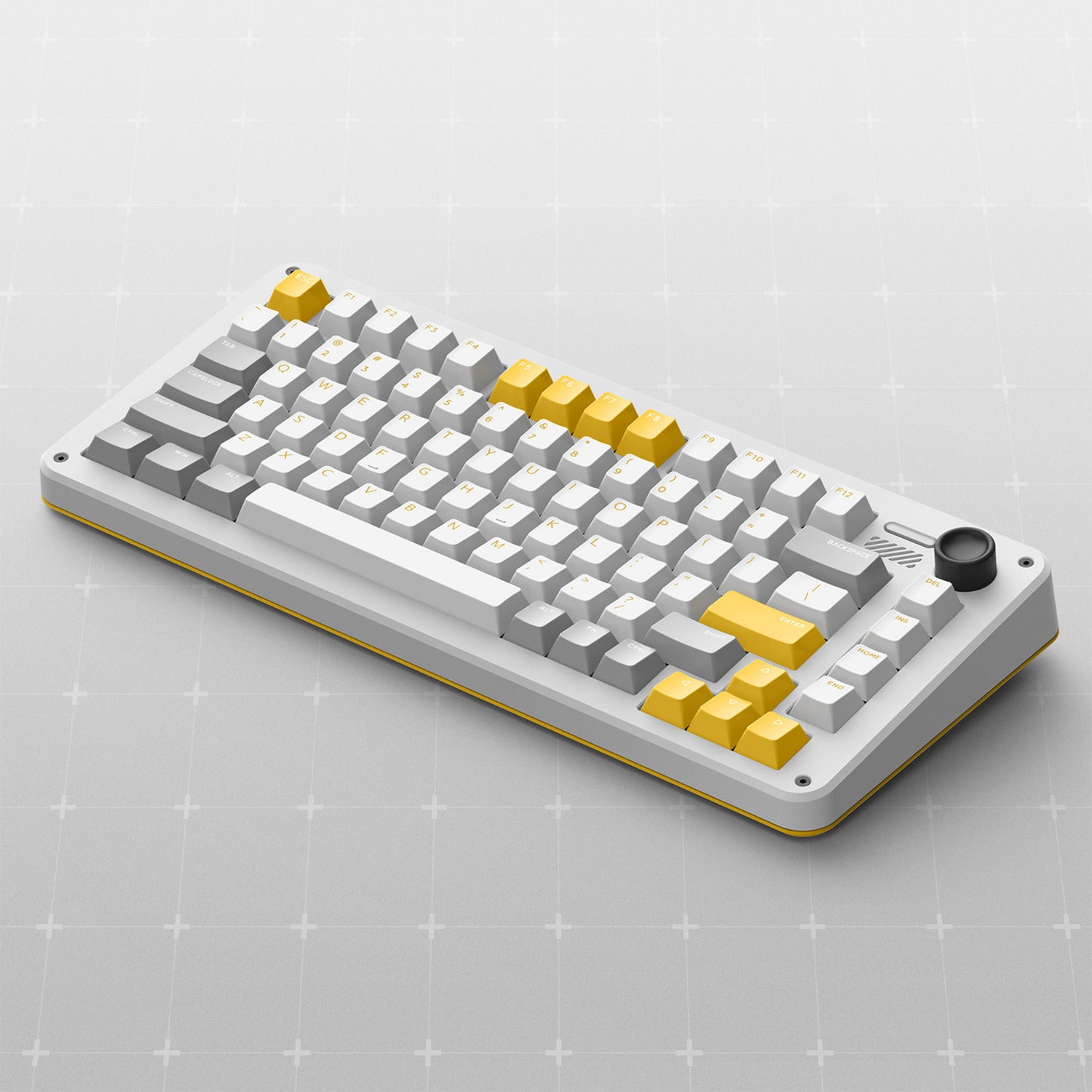 Ty iqunix zx75 gravi wave wireless mechanical keyboard, gaming toetsenbord (grijs geel, us lay-out, gateron red, rgb leds, 75%, hot-swappable, double-shot pbt, 2.4ghz | bluetooth 5.1 | usb-c)