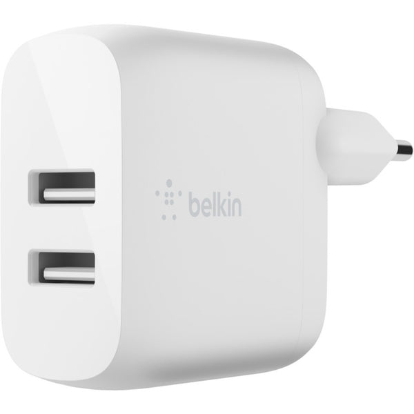 Belkin boost charge 2-poorts usb-a wandlader (wit, 2x usb-a, 24w)