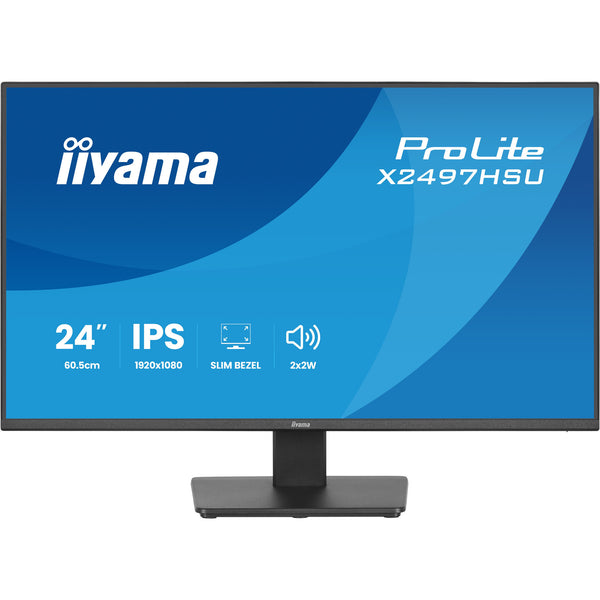 Iiyama prolite x2497hsu-b1 23.8 monitor (zwart, 1x displayport, 1x hdmi, 2x usb-c, 2x usb-a, 120 hz)