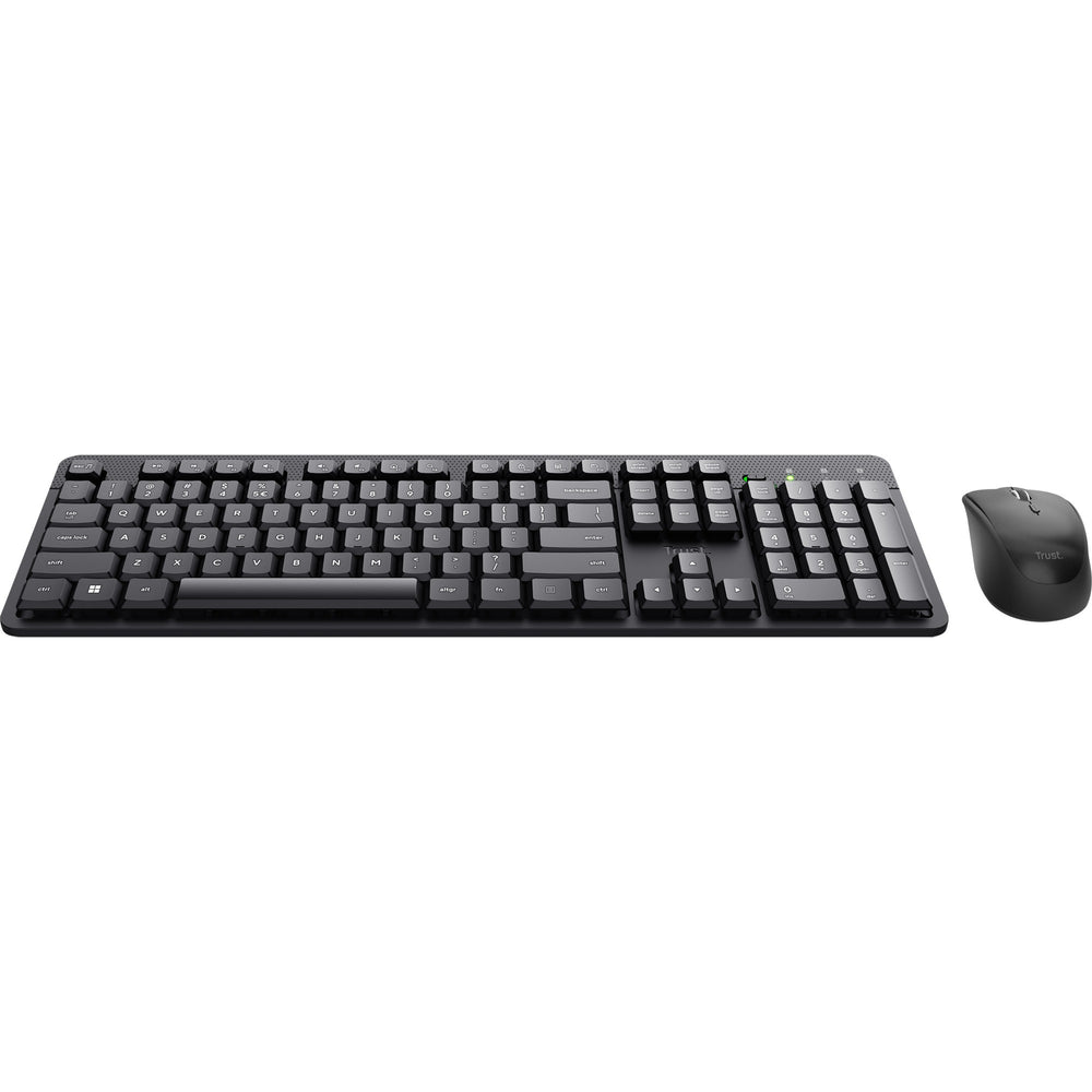 Trust ody ii stille draadloze toetsenbord- en muisset desktopset (zwart, us lay-out (qwerty), membraan, 100%, 800 dpi - 1.600 dpi)