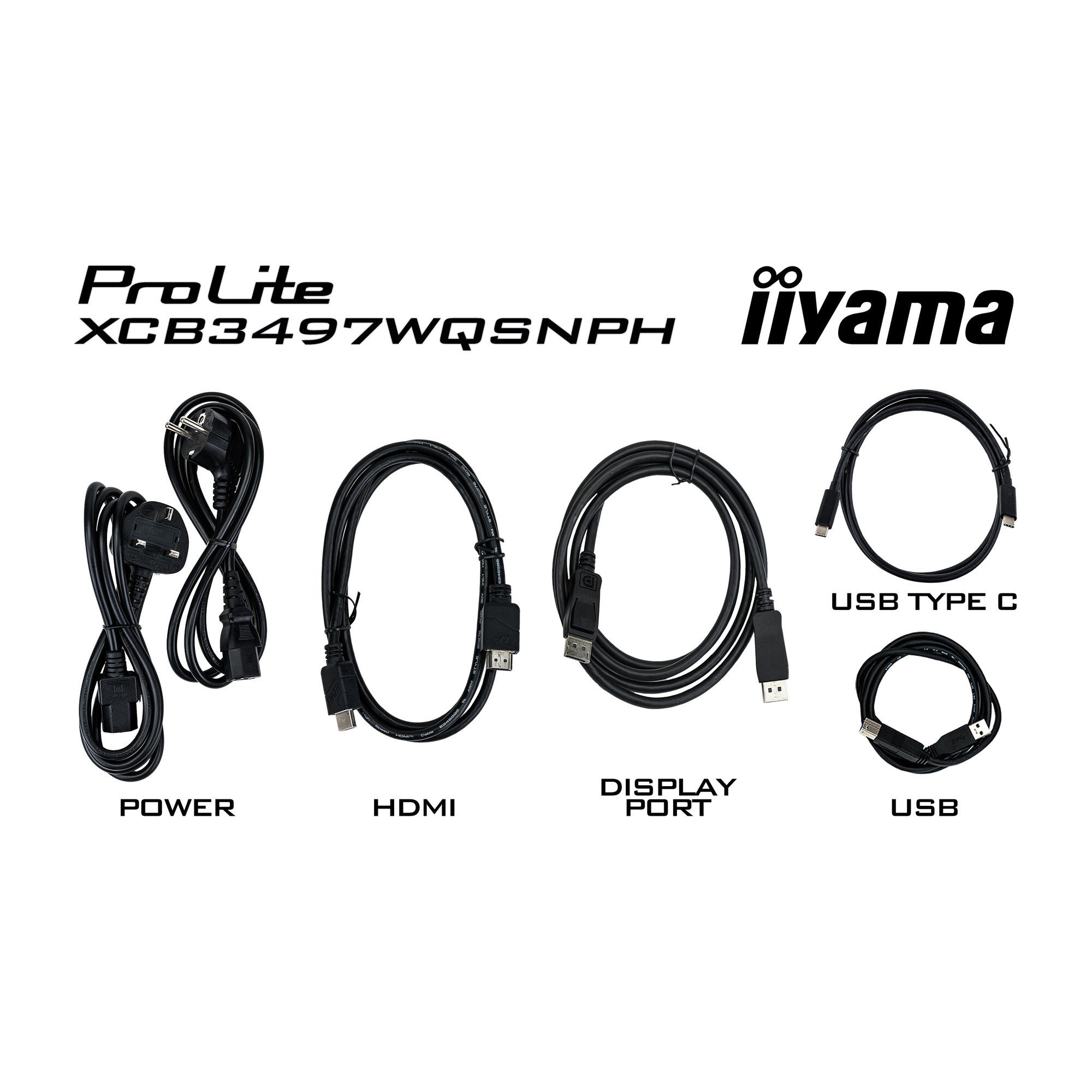 Iiyama prolite xcb3497wqsnph-b1 34 curved ultrawide monitor (zwart, 2x hdmi, displayport, 2x usb-a, 3x usb-c, rj-45)