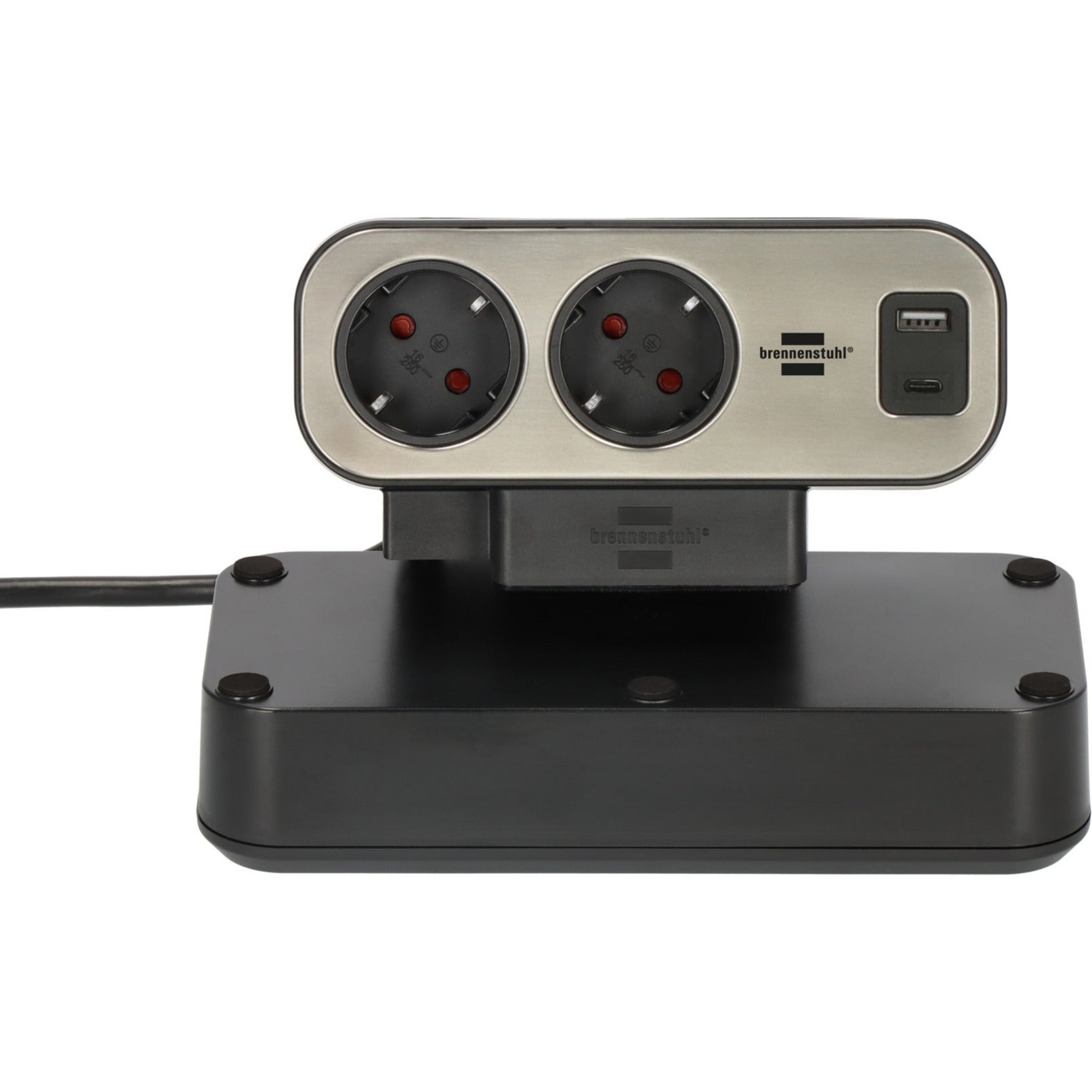 Brennenstuhl ®estilo duplex stekkerdoos met schakelaar en overspanningsbeveiliging (stekkerblok met usb c power delivery voor snel opladen, 1x usb c en 1x usb a, 9x contactdozen, 2m kabel)