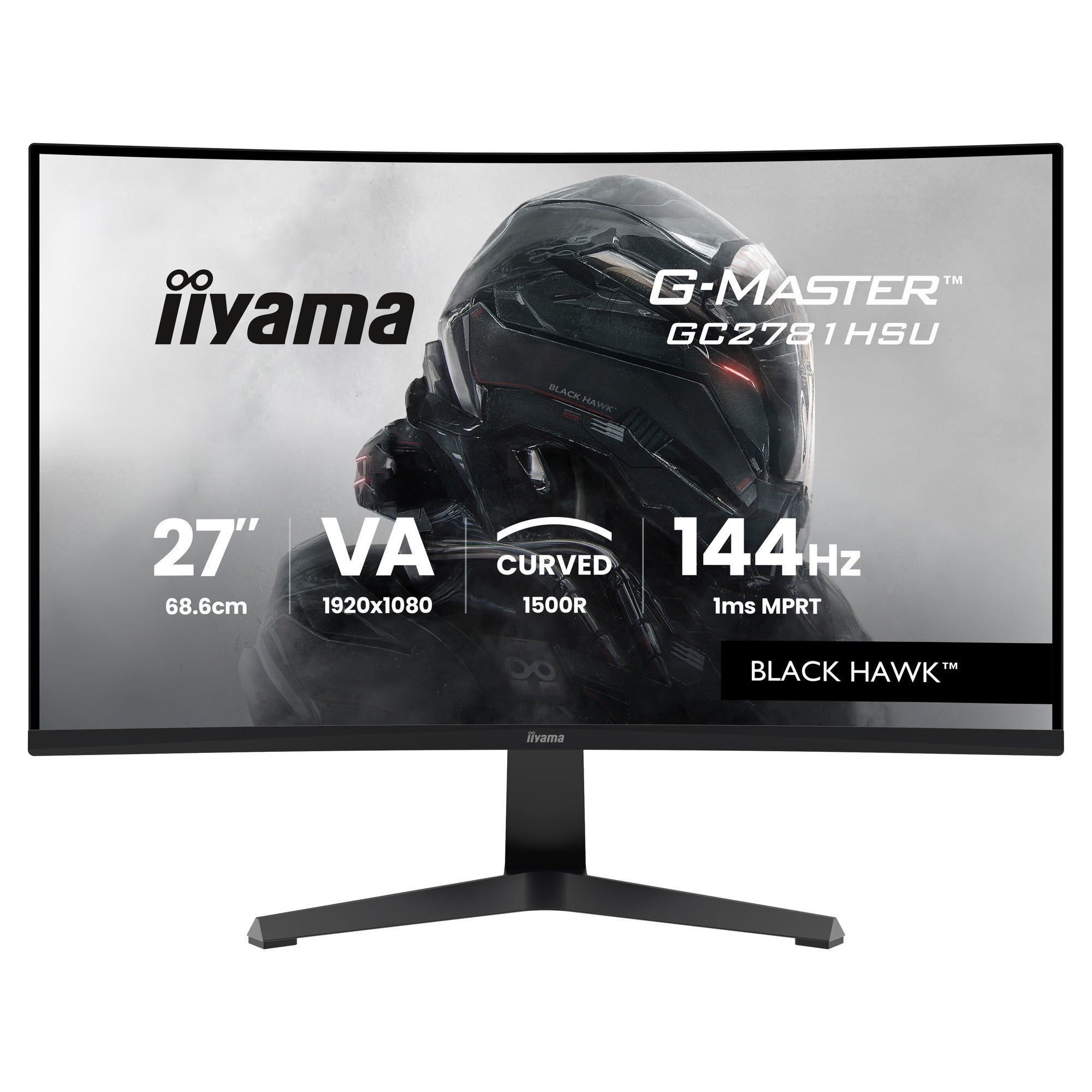 Iiyama g-master black hawk g2471hs-b1 27 curved gaming monitor (zwart, hdmi, displayport, 2x usb, 144 hz)