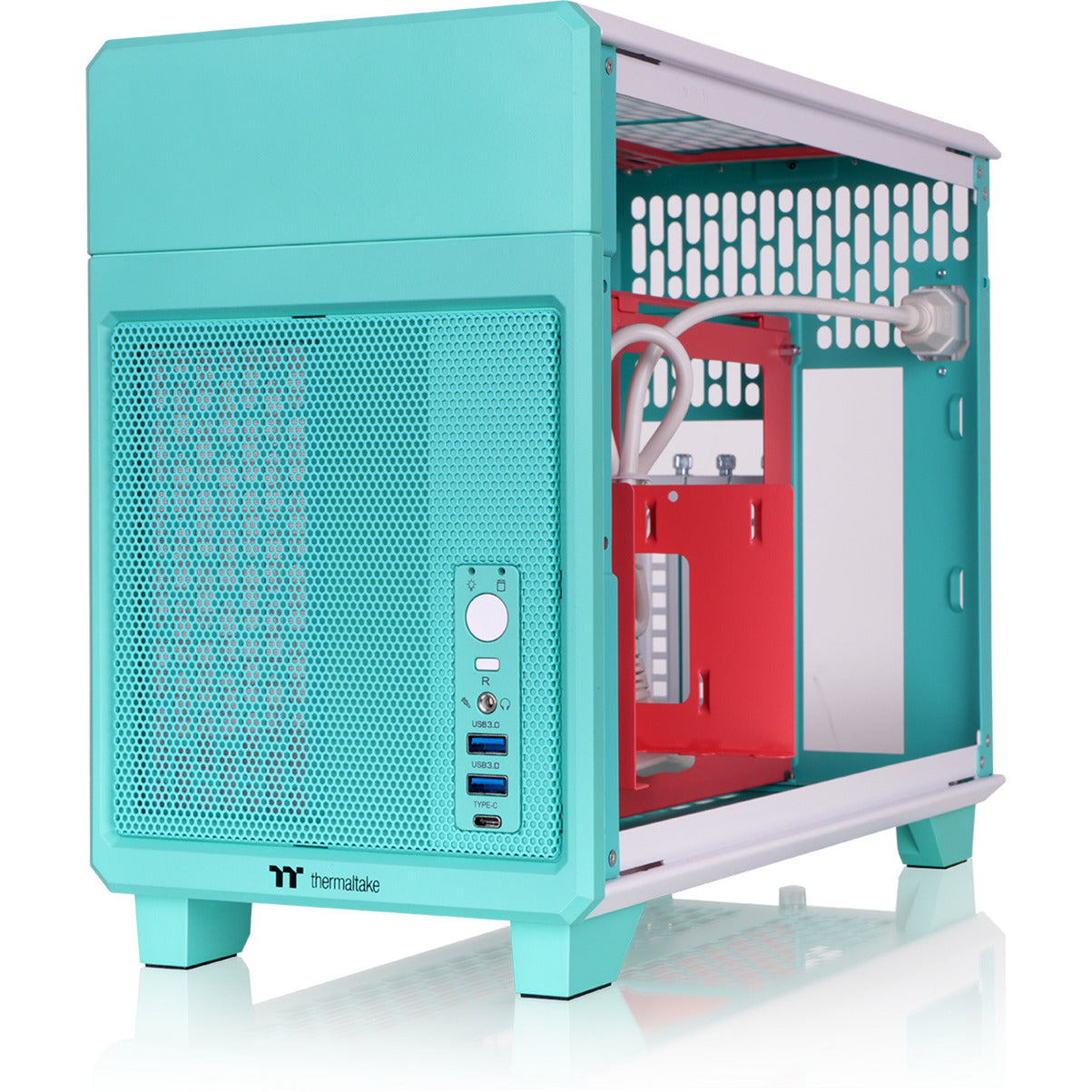 Thermaltake tr100 mint strawberry mini tower behuizing (mint bes | 2x usb-a | 1x usb-c)