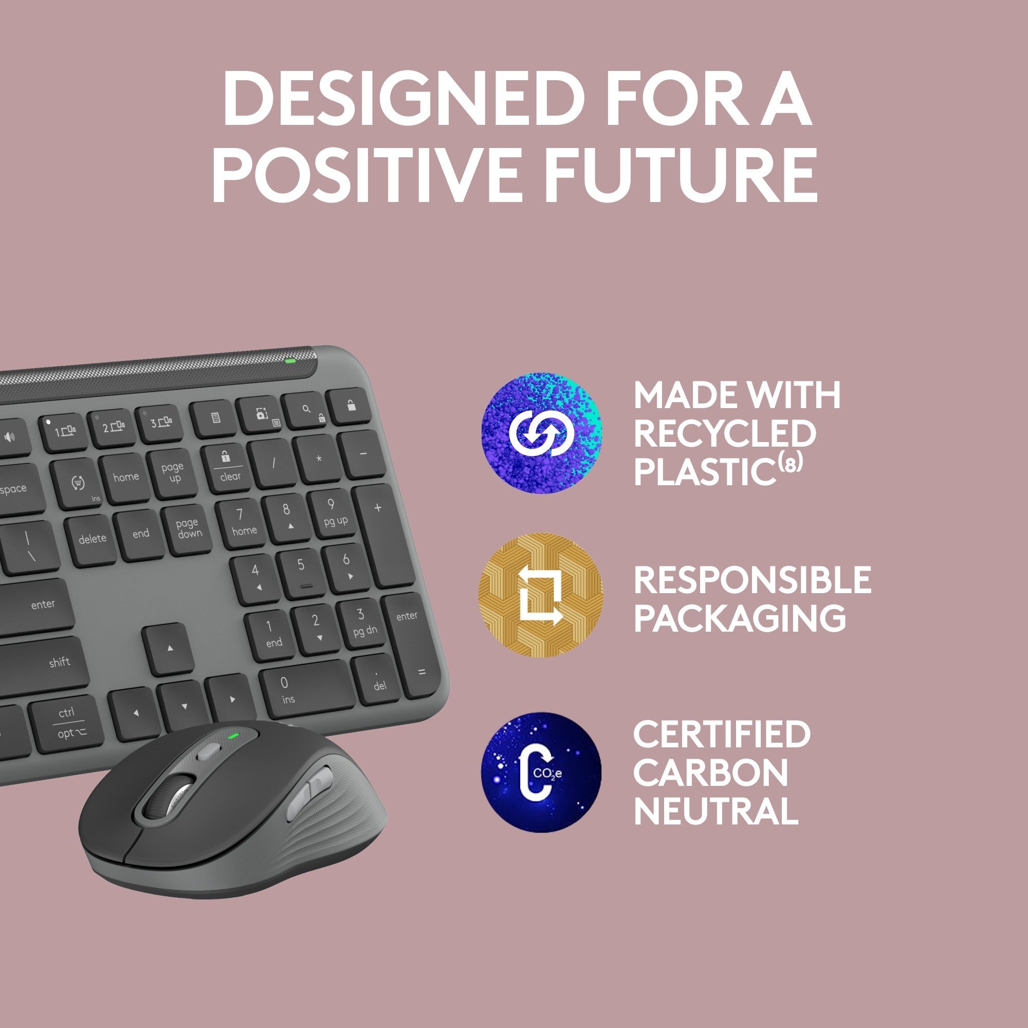 Logitech mk950 signature slim draadloze desktopset (grafiet, us-international lay-out (qwerty), 400 - 4000 dpi)