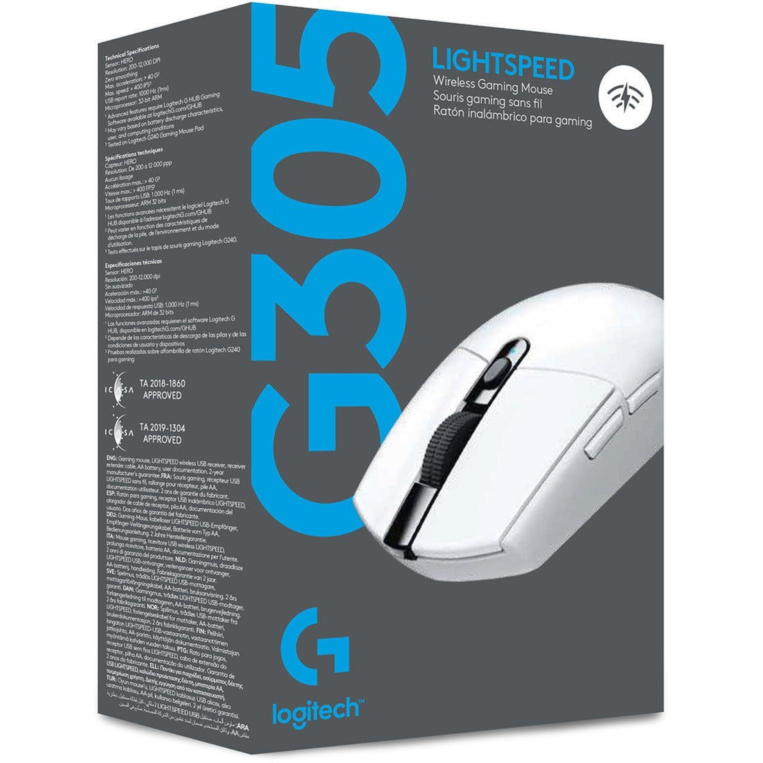 Logitech g305 lightspeed draadloze gamingmuis (wit, 200 – 12.000 dpi)
