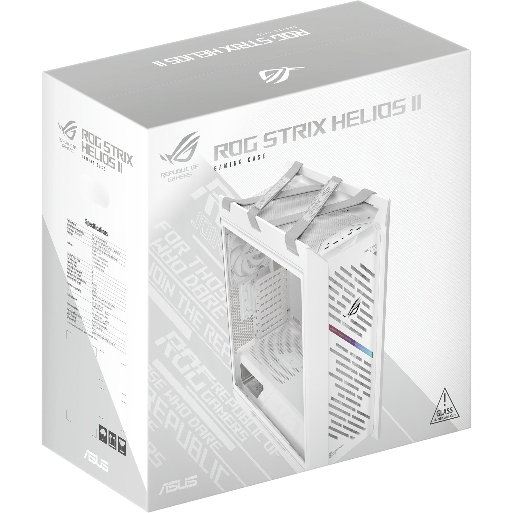 Asus rog strix helios ii gx601s midi tower behuizing (wit | 4x usb-a | 2x usb-c | rgb | tempered glass)