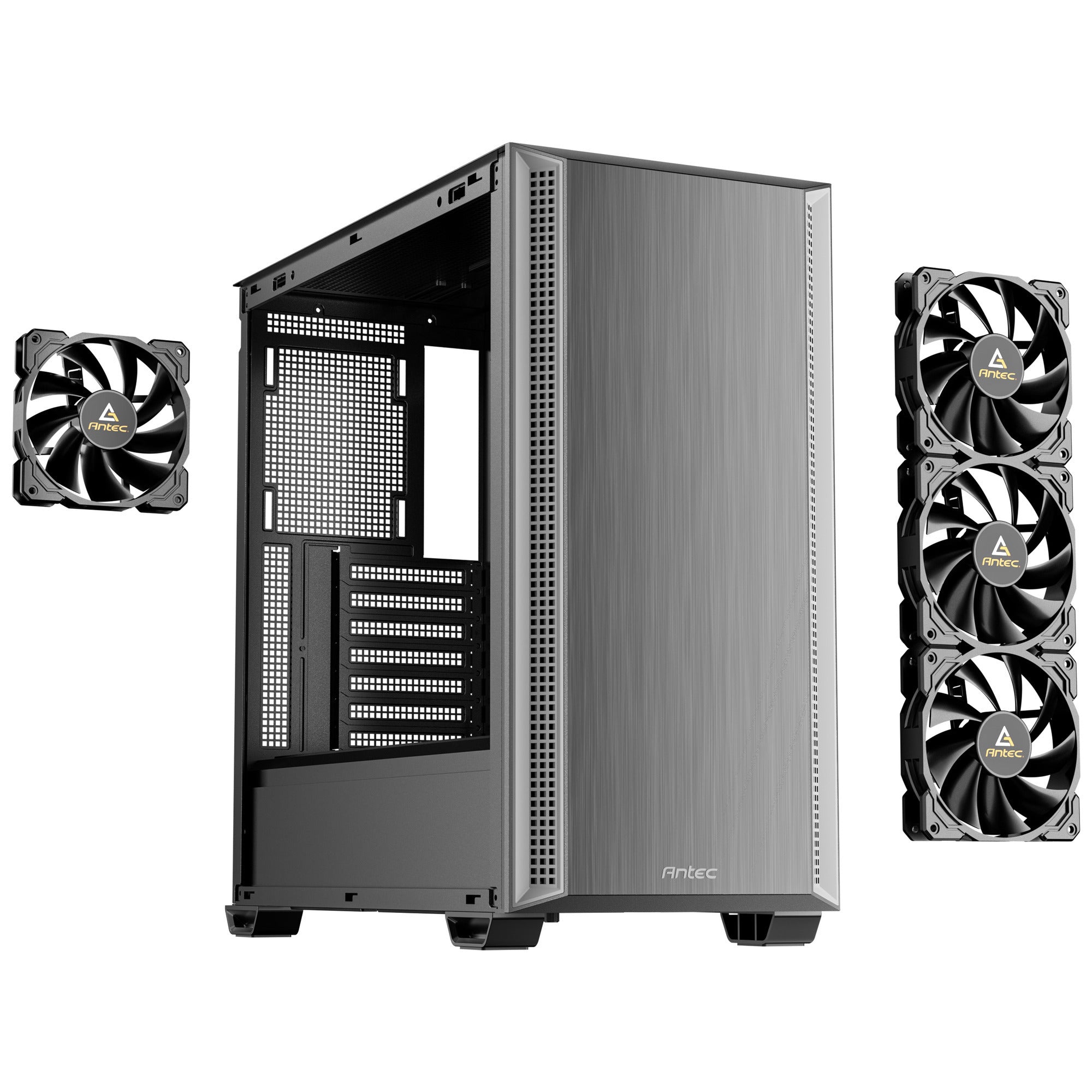 Antec p7 s midi tower behuizing (zwart zilver | 2x usb-a | 1x usb-c)