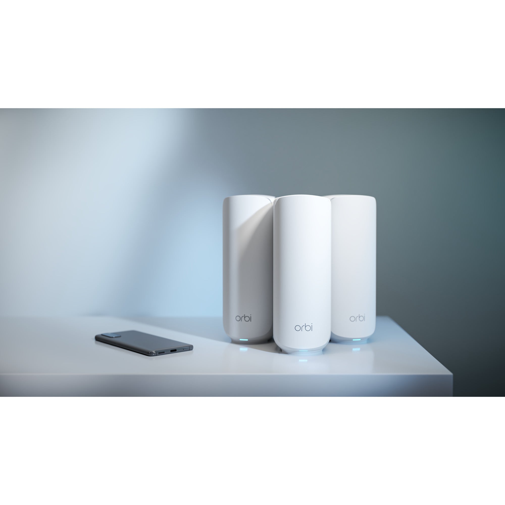 Netgear orbi 370 wifi mesh systeem, dual-band wifi 7-mesh systeem, 3 stuks mesh router (wit, 1x orbi wifi 7-router (rbe371), 2x orbi wifi 7-satellieten (rbe370))