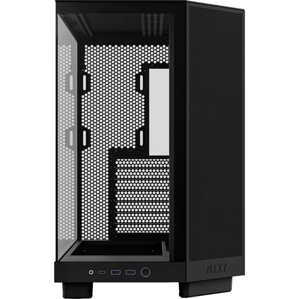 Nzxt h6 flow midi tower behuizing (zwart | 2x usb-a | 1x usb-c | tempered glass)