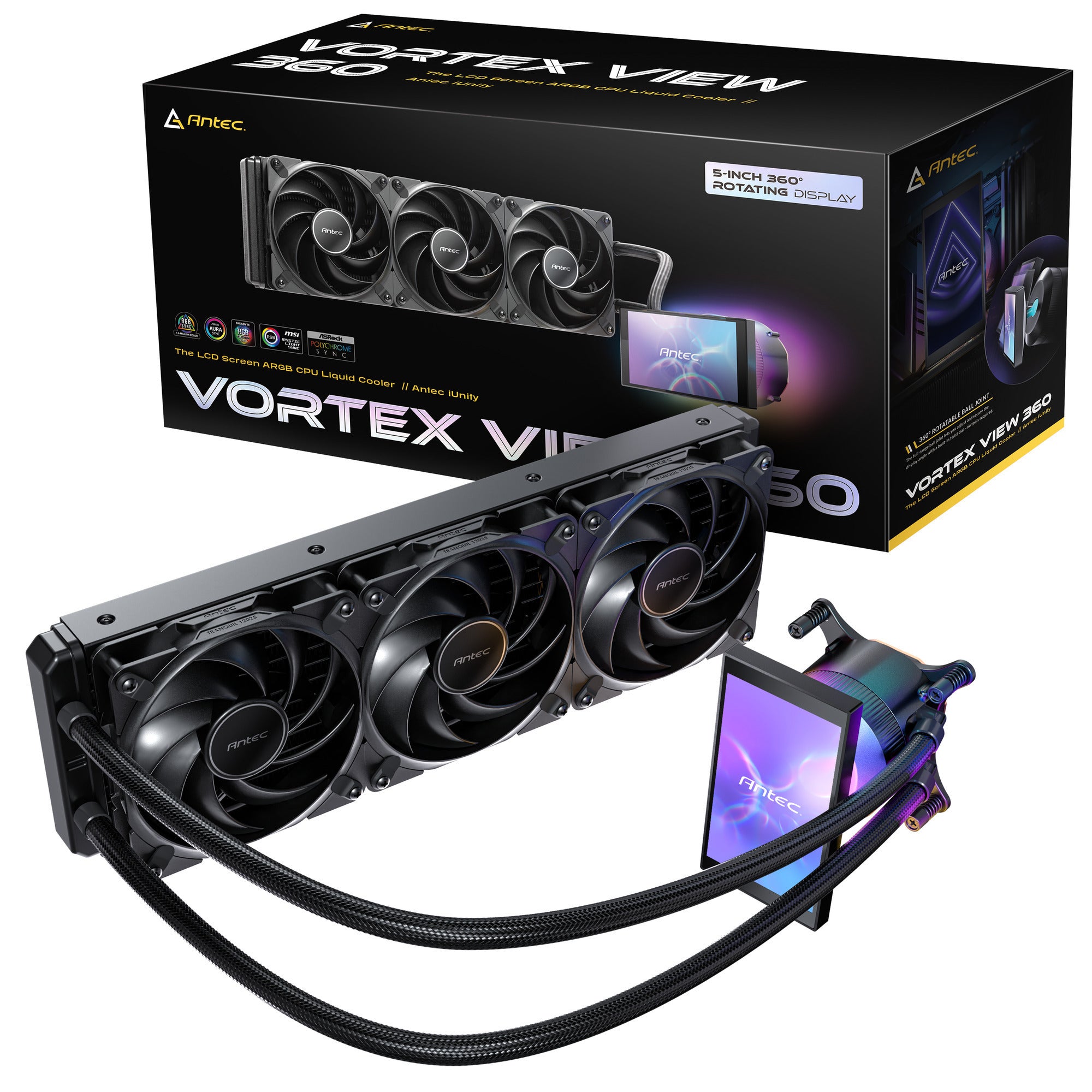 Antec vortex view 360 waterkoeling (zwart)
