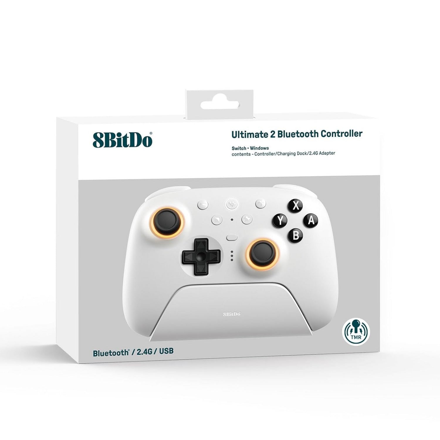 8bitdo ultimate 2 bluetooth controller (wit, pc, switch 2, bluetooth usb-c 2.4 ghz)