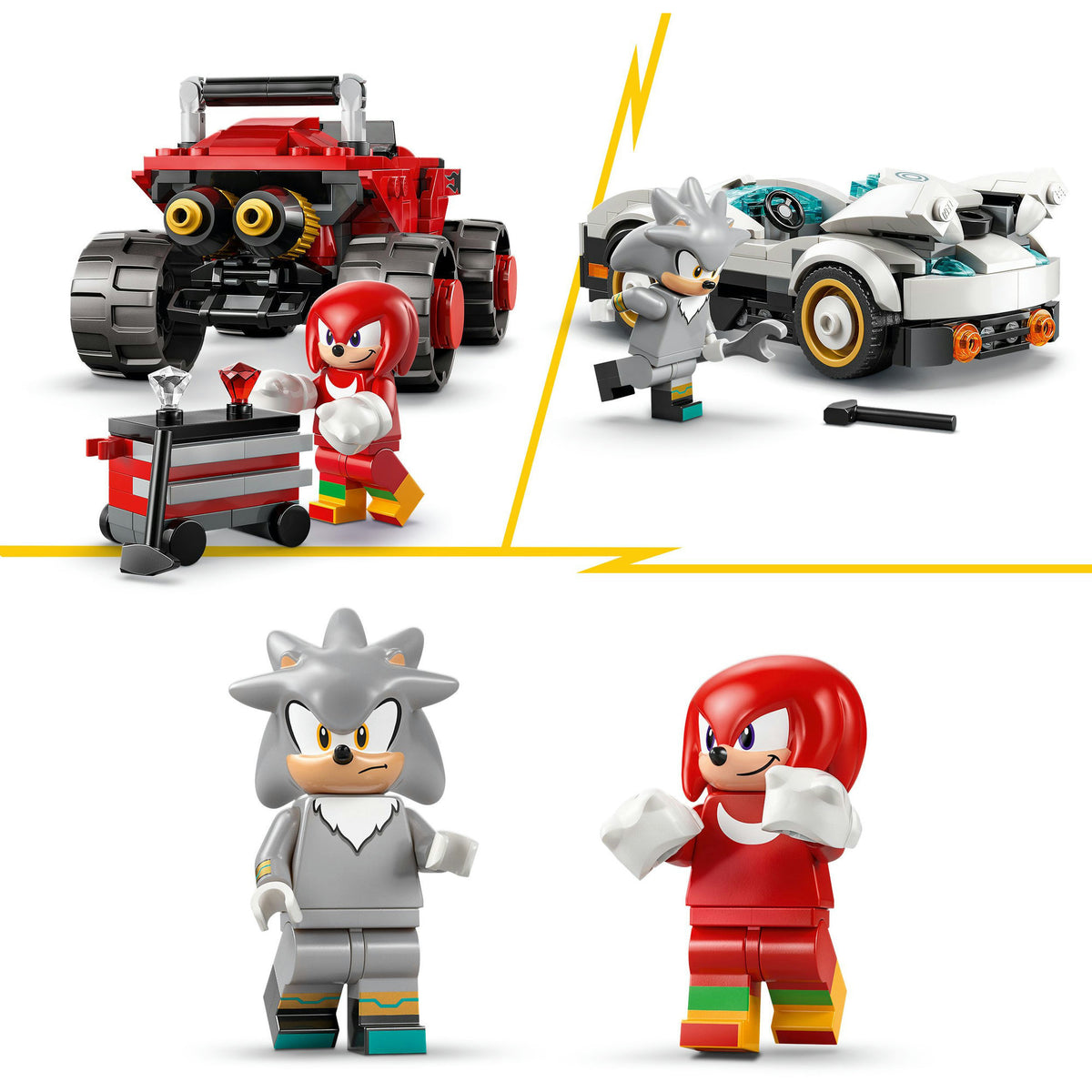 Lego sonic the hedgehog - silvers auto vs. knuckles' monstertruck constructiespeelgoed (77118)