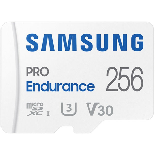 Samsung pro endurance 256 gb microsdxc geheugenkaart (wit, uhs-i u3, class 10, v30, incl. sd-adapter)