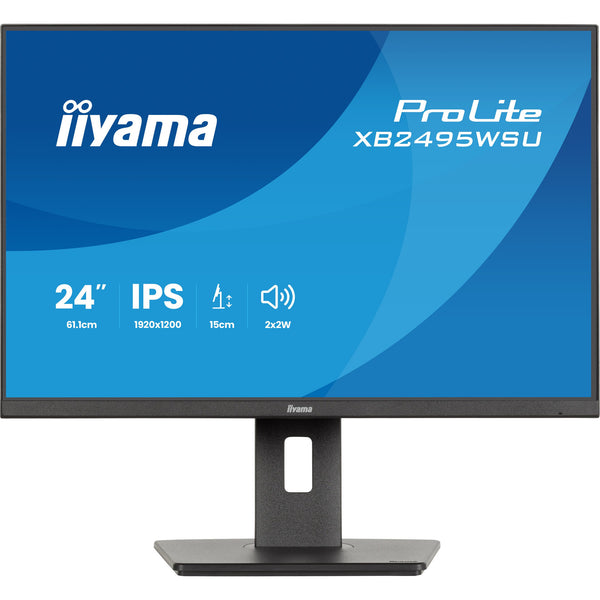 Iiyama prolite xb2495wsu-b1 24.1 monitor (zwart, 2x displayport, 1x hdmi, 1x usb-c, 3x usb-a)