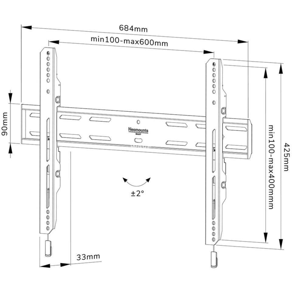 Neomounts > wl30s-850bl16 select scherm wandmontage, vast, 40 - 82, 600x400mm