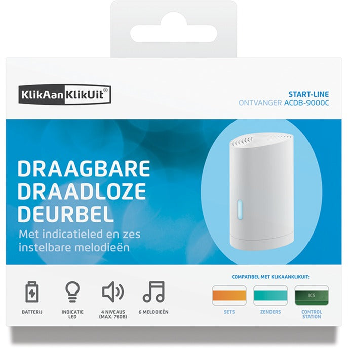 Klikaanklikuit acdb-9000c mobiele draadloze deurbel (wit)