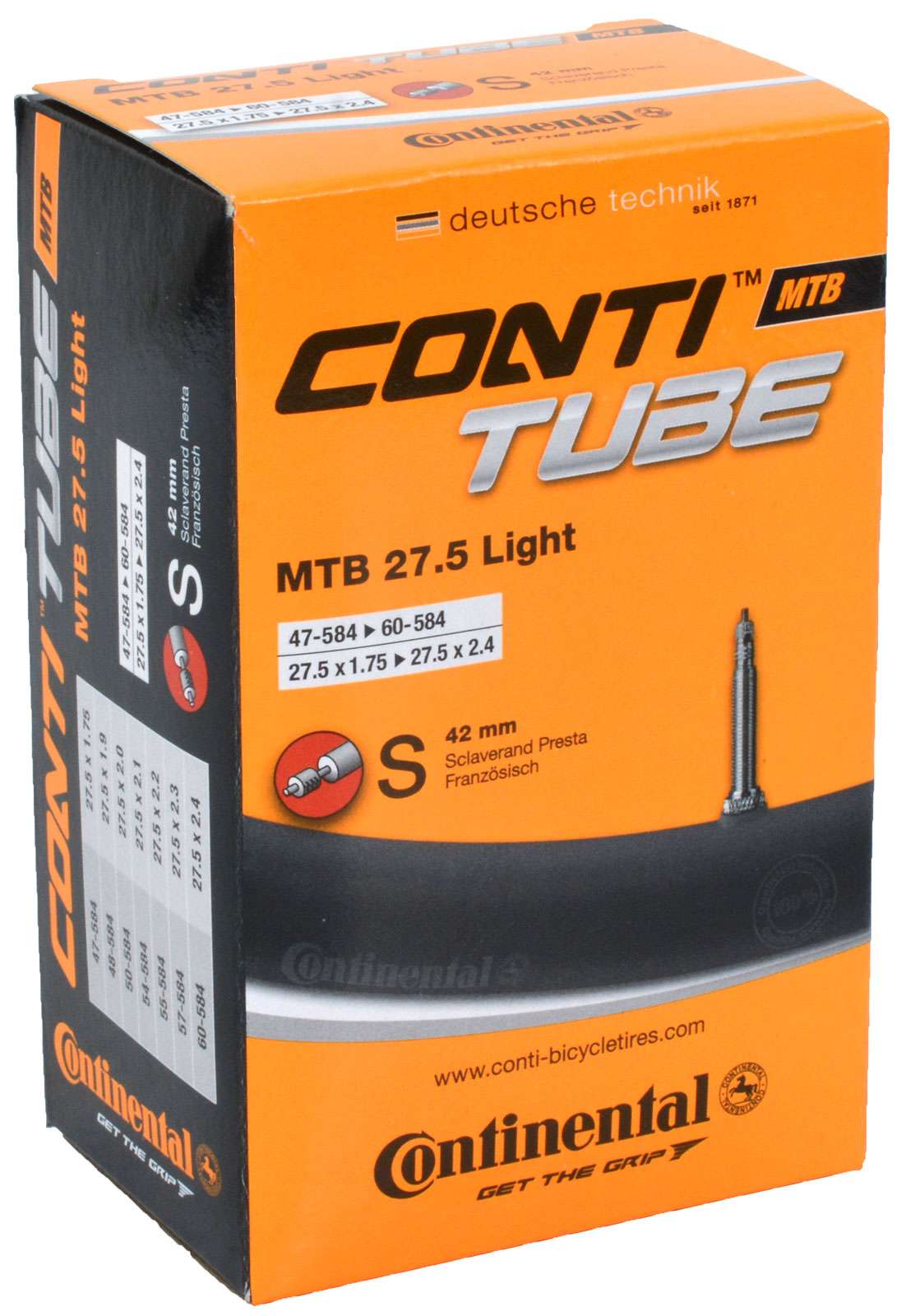 Continental - mtb binnenband licht 27½x1.75 2.4 sv 42mm presta