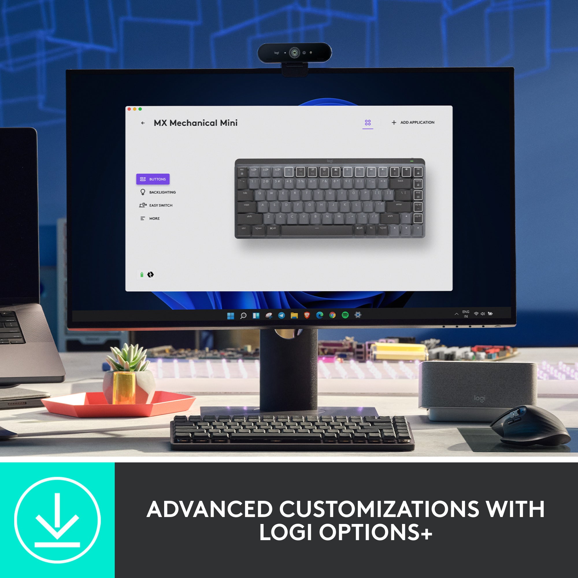 Logitech mx mechanical mini toetsenbord (zwart, us-international lay-out (qwerty), gl tactile, 80% (tkl), bluetooth)
