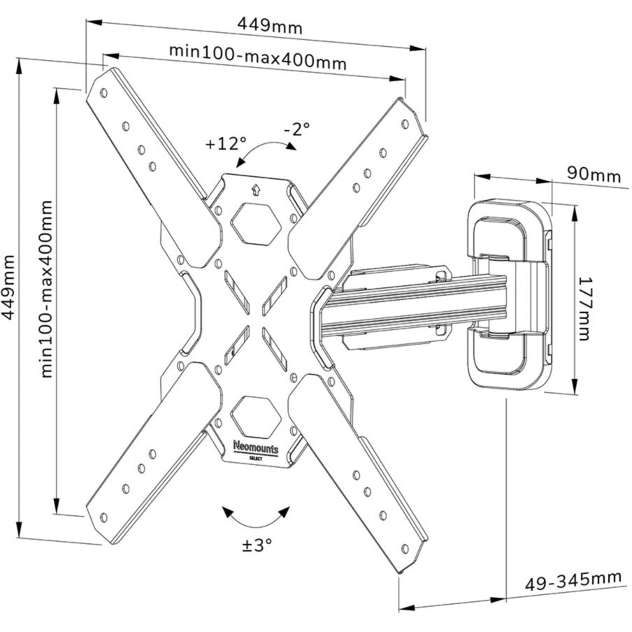 Neomounts wl40s-840bl14 select tv wandsteun standaard (zwart)
