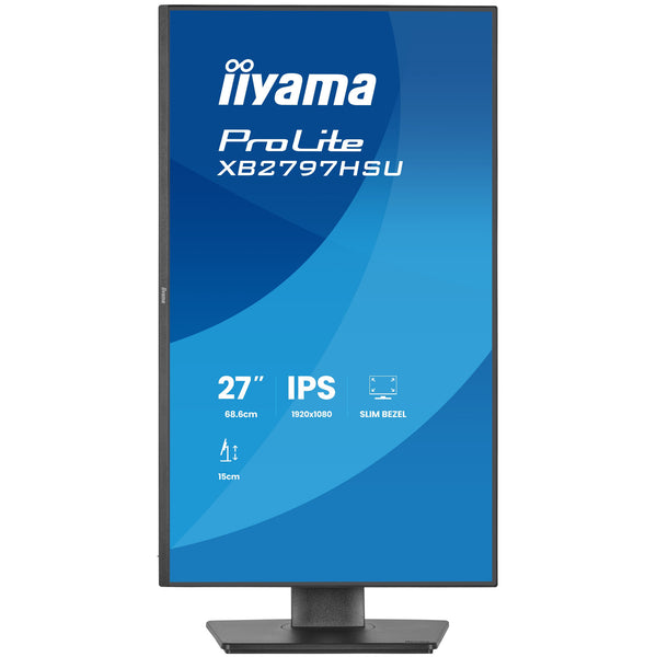 Iiyama prolite xb2797hsu-b1 27 monitor (zwart, 1x displayport, 1x hdmi, 2x usb-c, 2x usb-a, 120 hz)
