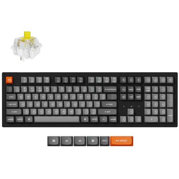 Keychron k10 max-h4 rgb mechanisch toetsenbord (zwart, us lay-out (qwerty), super banana, 100%, rgb leds, osa double-shot pbt, hot swap, usb-c | 2.4 ghz | bluetooth 5.1)