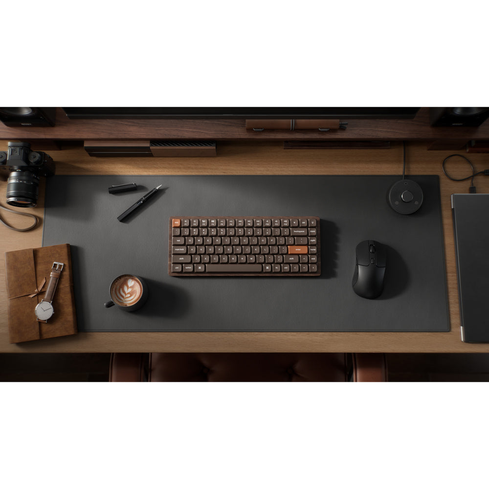 Keychron k3 max-h3w all-wood special edition rgb mechanisch toetsenbord (houtkleur, us lay-out (qwerty), milk pom brown, 75%, rgb leds, double-shot pbt, hot swap, 2.4ghz | bluetooth 5.1 | usb-c)