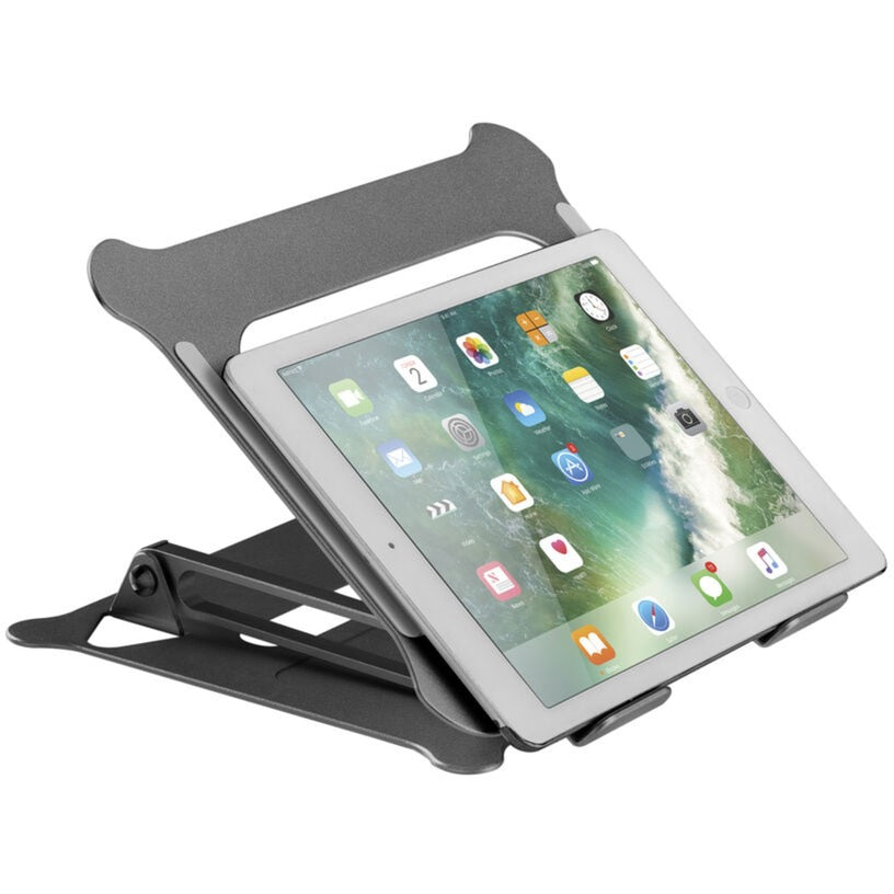 Act connectivity laptopstandaard, aluminium, inklapbaar, traploos in hoogte verstelbaar (zwart)
