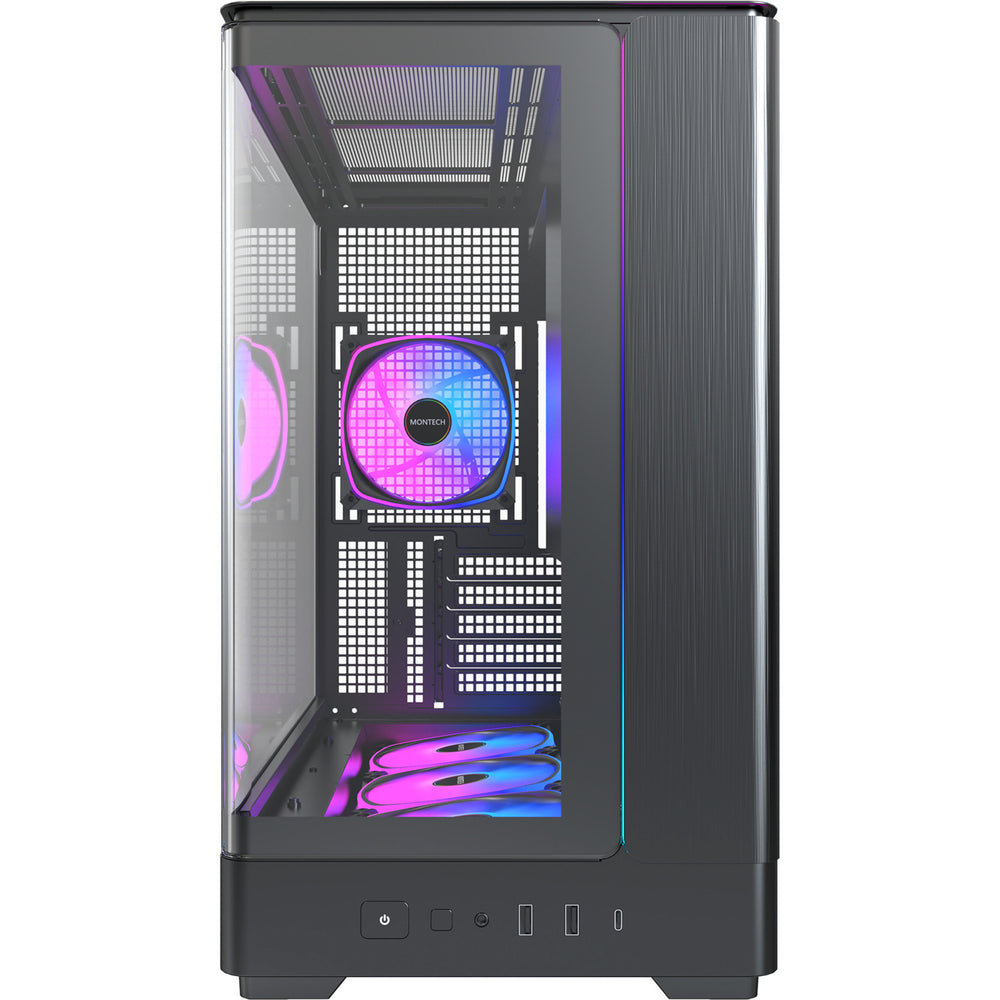 Montech king 15 pro midi tower behuizing (zwart | 2x usb-a | 1x usb-c | rgb | window)