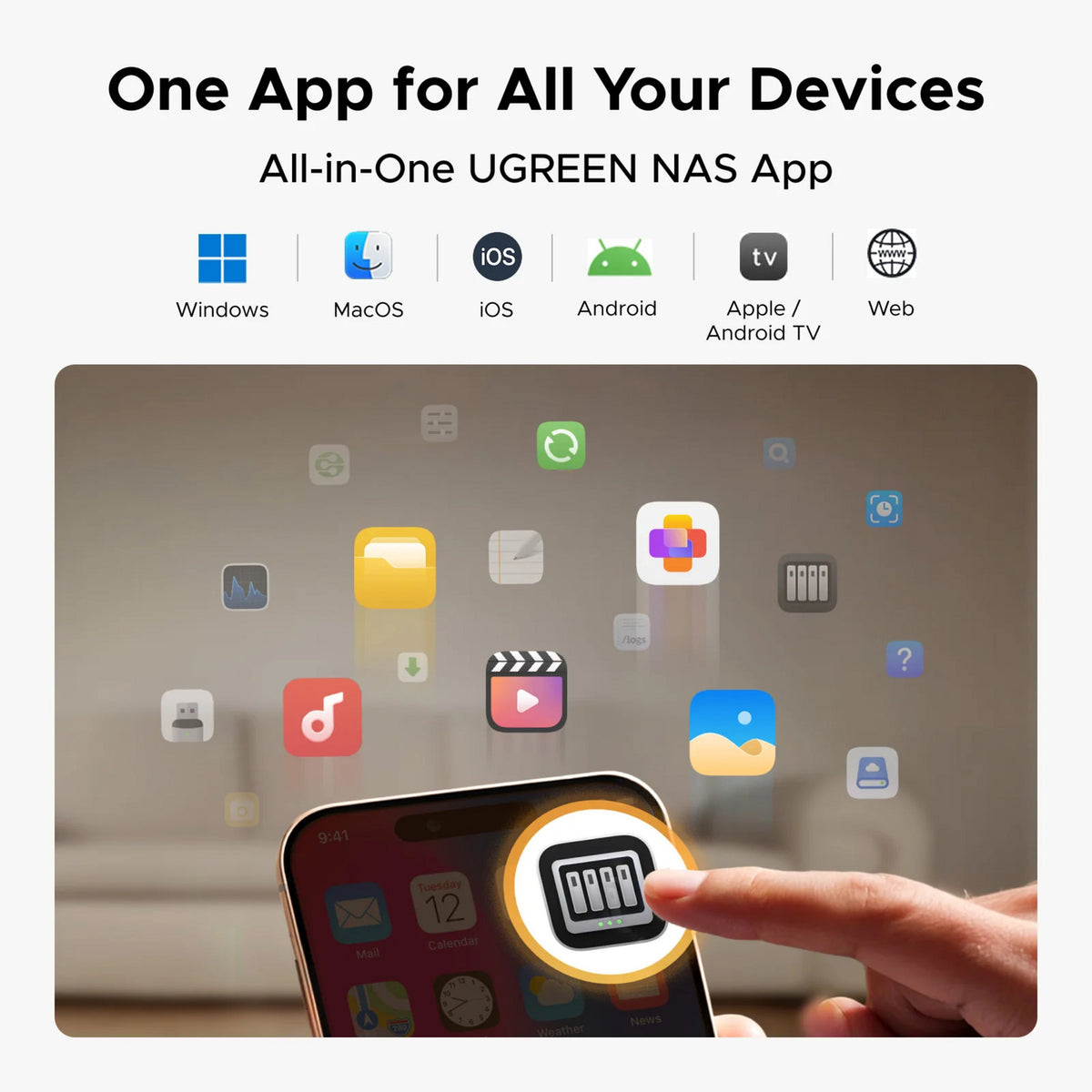 Ugreen nasync dh2300 (grijs, 1gbe, hdmi, usb)
