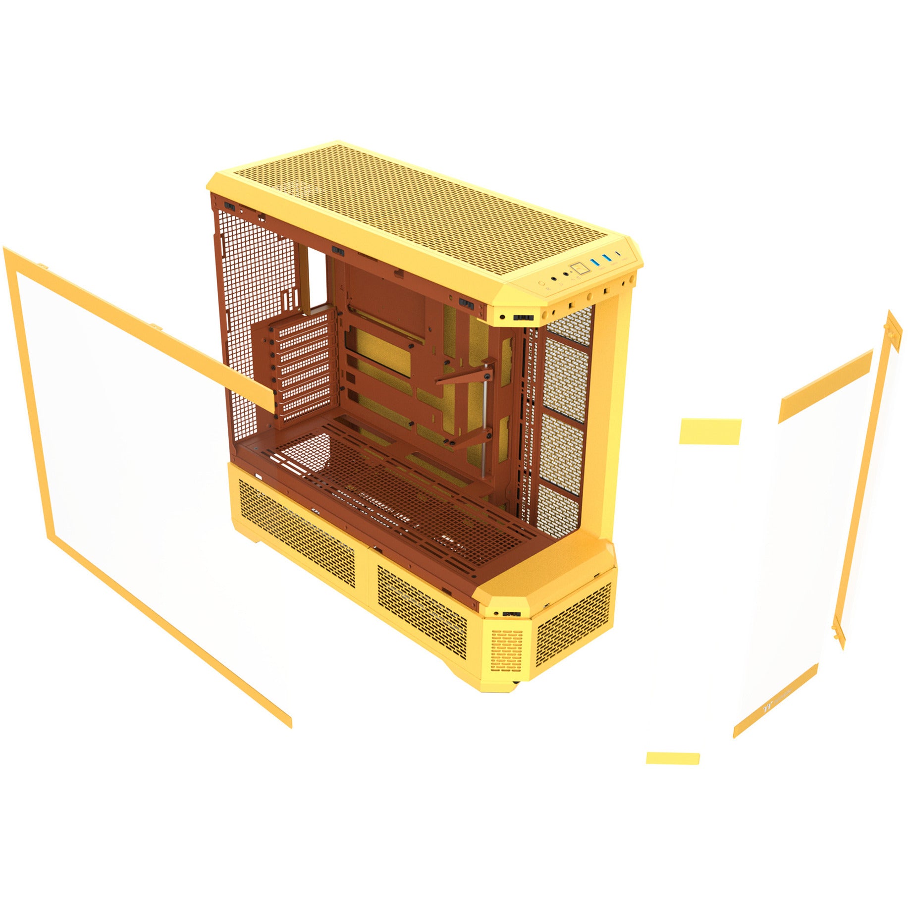 Thermaltake view 600 tg butter caramel big tower behuizing (geel | 2x usb-a | 1x usb-c | tempered glass)