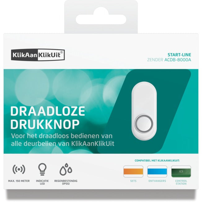Klikaanklikuit acdb-8000a draadloze drukknop voor deurbellen (wit)