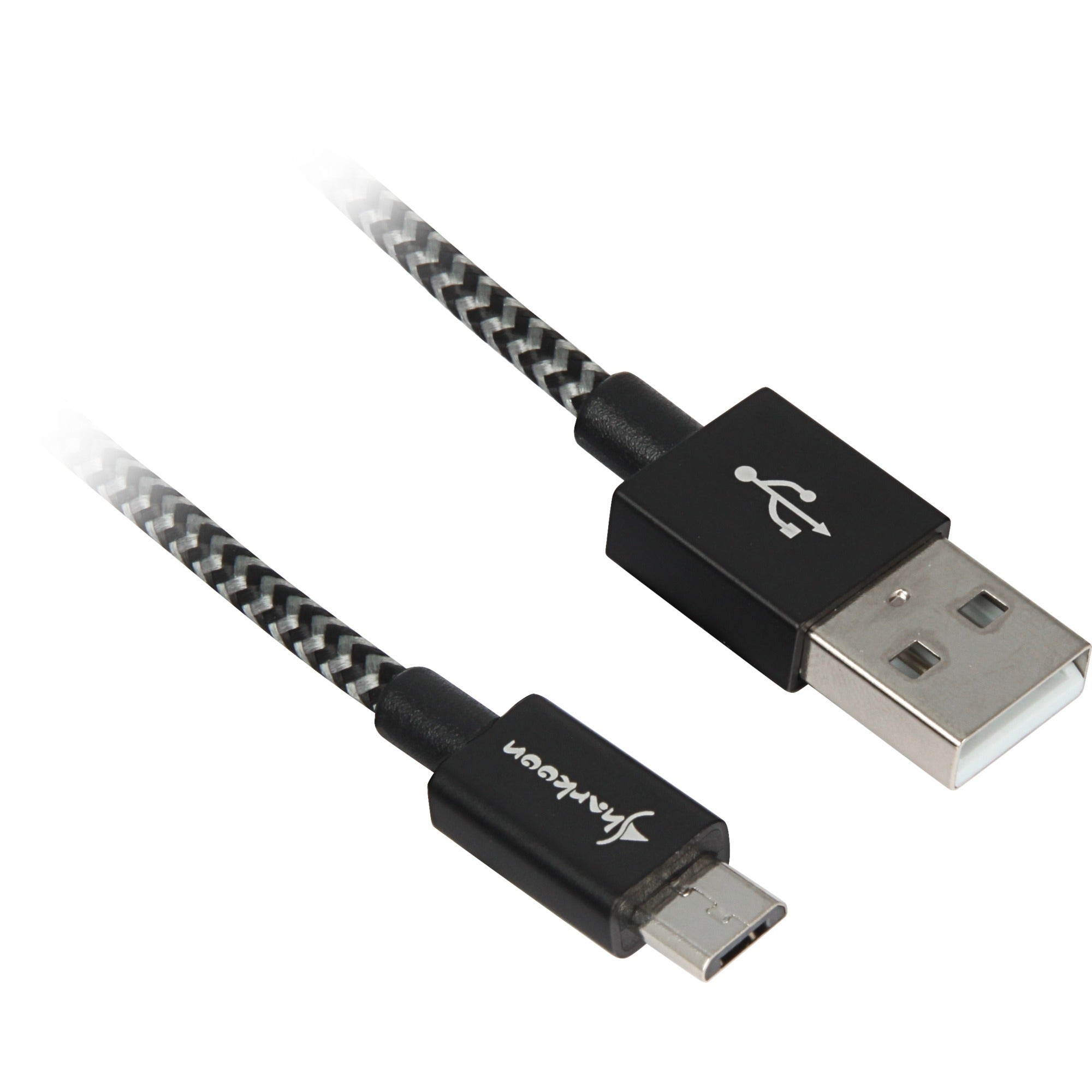 Sharkoon usb 2.0 kabel, usb-a > micro-usb b (zwart grijs, 0,5 meter)