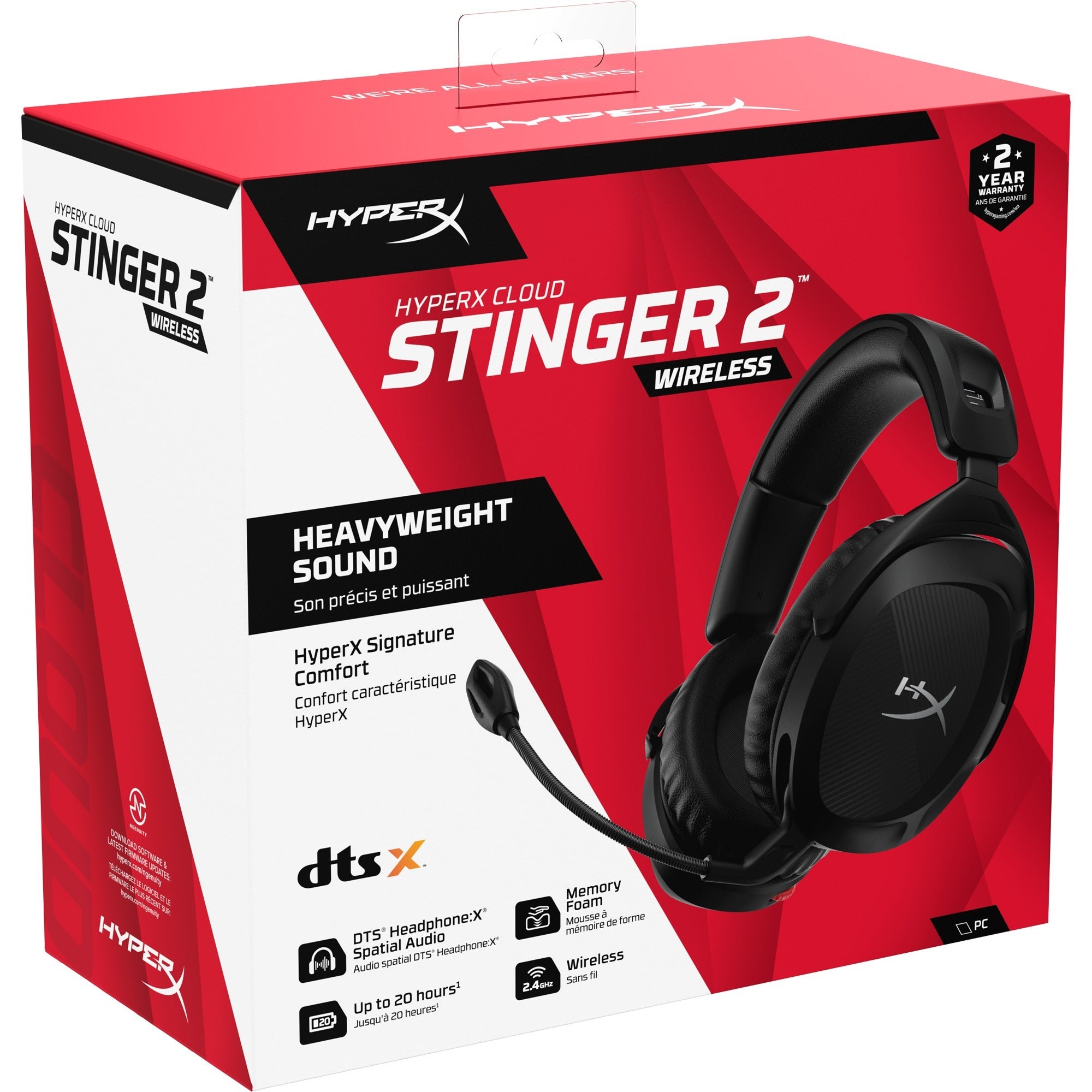 Hyperx cloud stinger 2 wireless over-ear gaming headset (zwart)