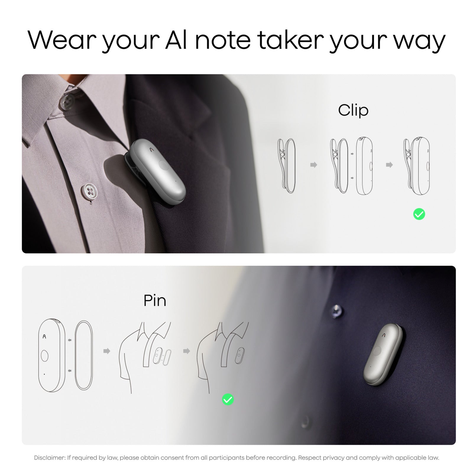 Plaud notepin s dicteerapparaat (paars, 64 gb, bluetooth 5.2 ble (bluetooth low energy) wi-fi)