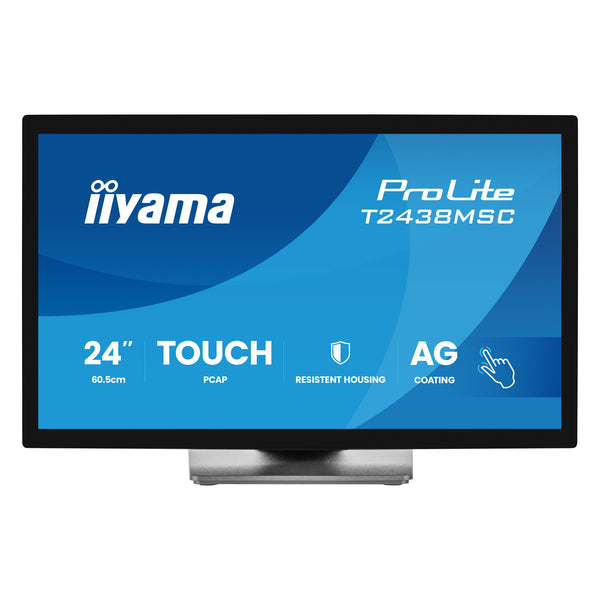 Iiyama prolite t2438msc-b2 23.8 touchscreen monitor (zwart, 1x displayport, 1x hdmi, 2x usb-a, 120 hz)