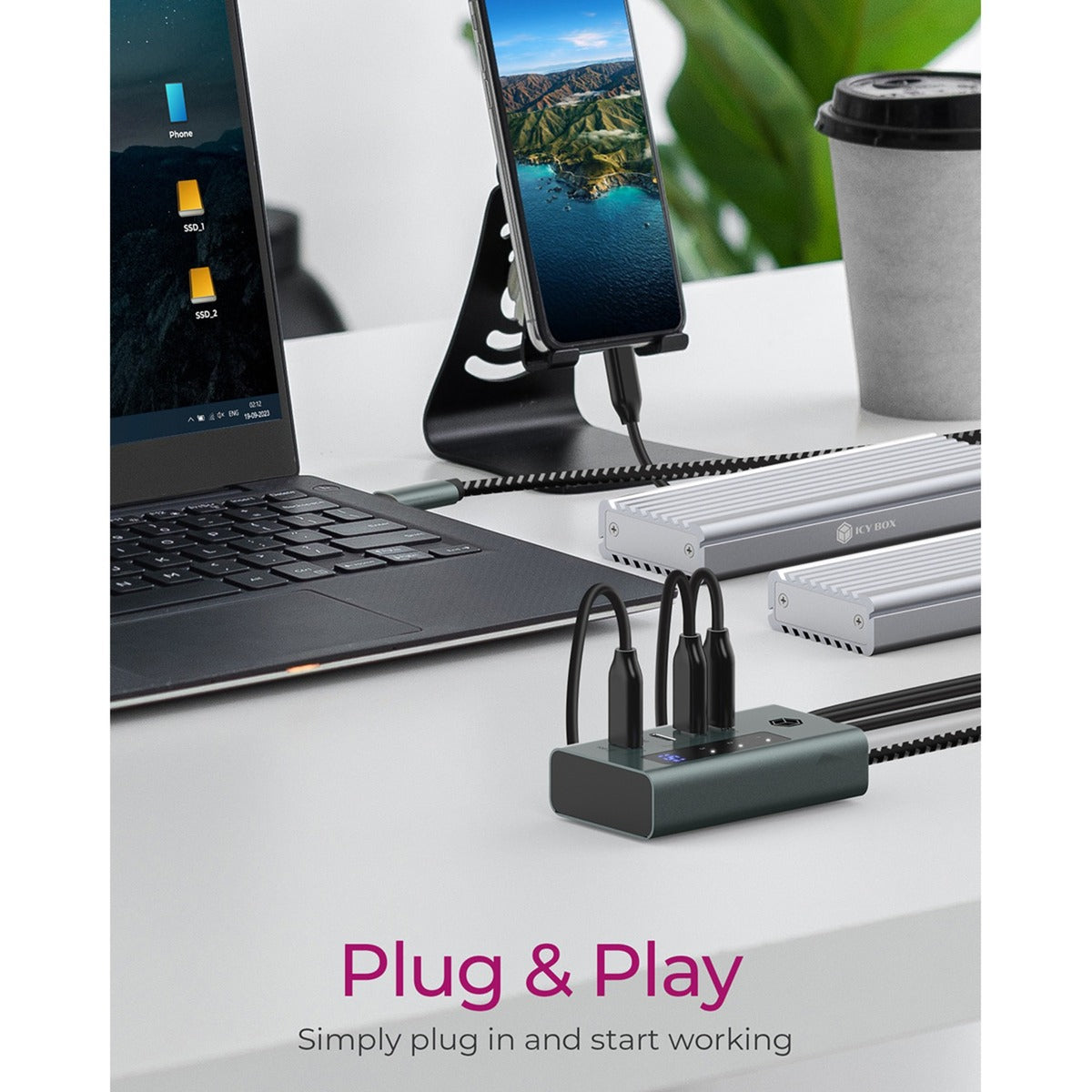 ICY BOX ICY BOX IB-HUB1454-C31 4-poorts USB 3.2 Gen 2 Type-C hub