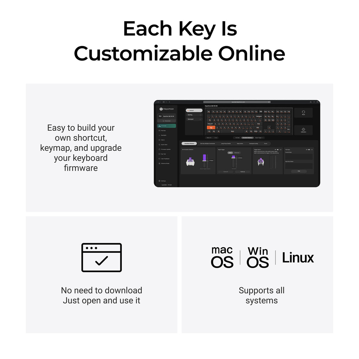 Keychron q6 he 8k magnetic switch keyboard (zwart, us lay-out (qwerty), ultra-fast lime, 100%, rgb, hot swap, 8k)
