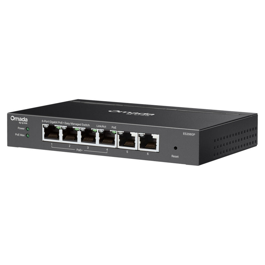 Tp-link omada es206gp switch (zwart, 4x poe+)