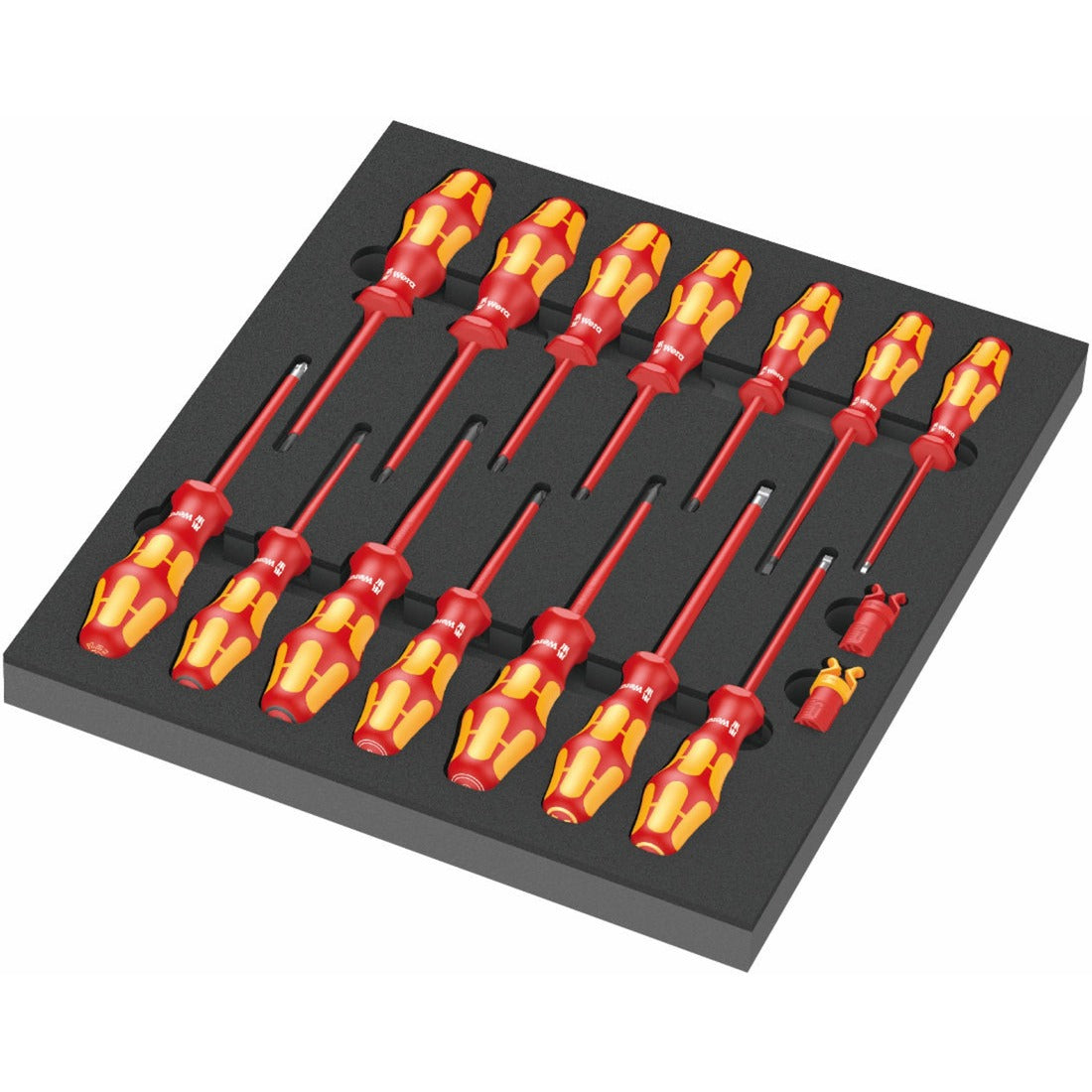 Wera 9711 Foam Insert with VDE Screwdrivers Set 1, 16 pieces (black grey, in foam insert for tool trolley)