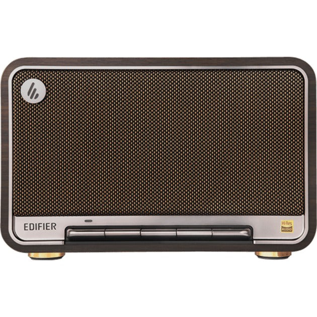 Edifier d32 draadloze tafelluidspreker (donkerbruin zilver, bluetooth, wi-fi (apple airplay), usb-c, aux)