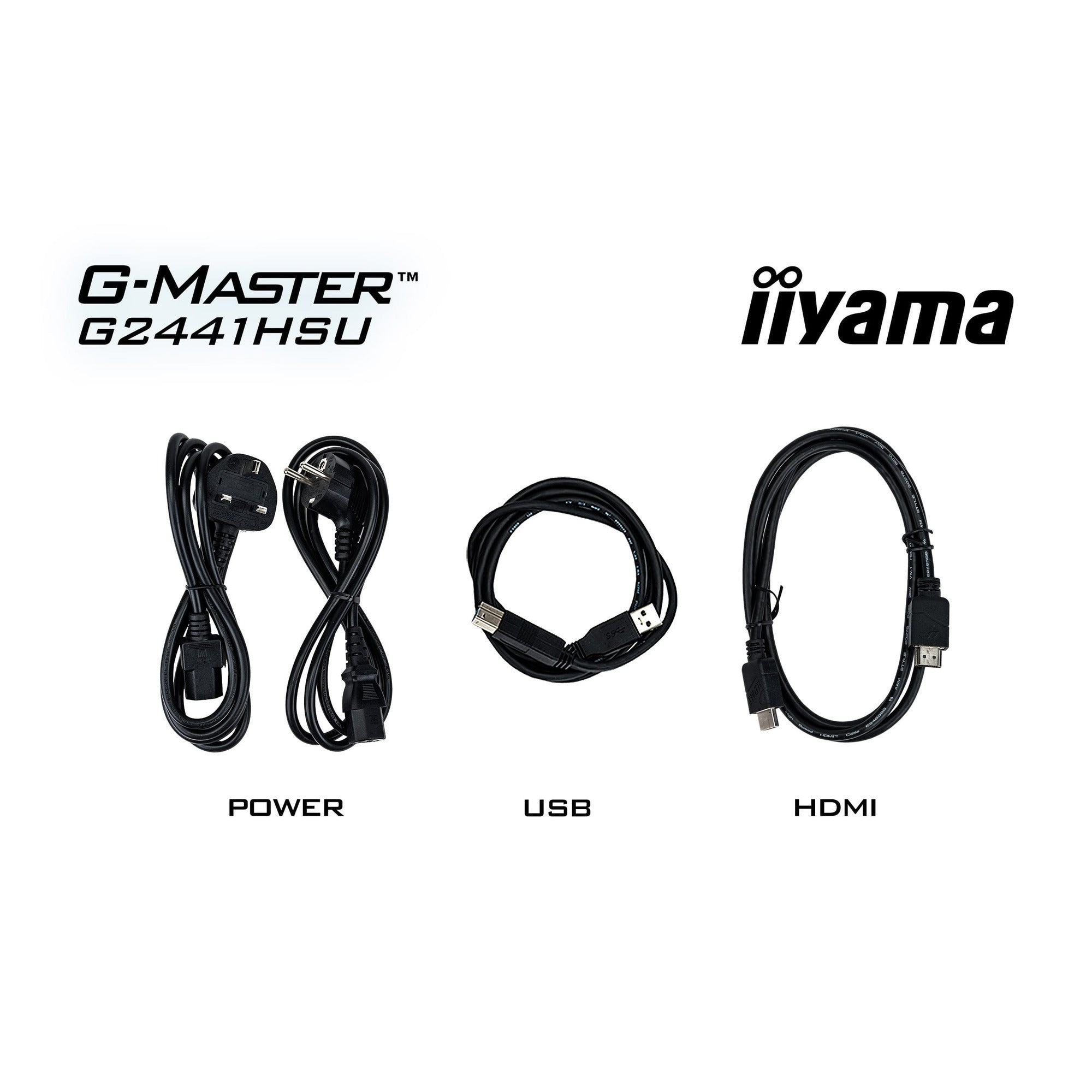 Iiyama g-master black hawk g2441hsu-b1 23.8 gaming monitor (zwart, hdmi, displayport, 2x usb-a, usb-b, 144 hz)