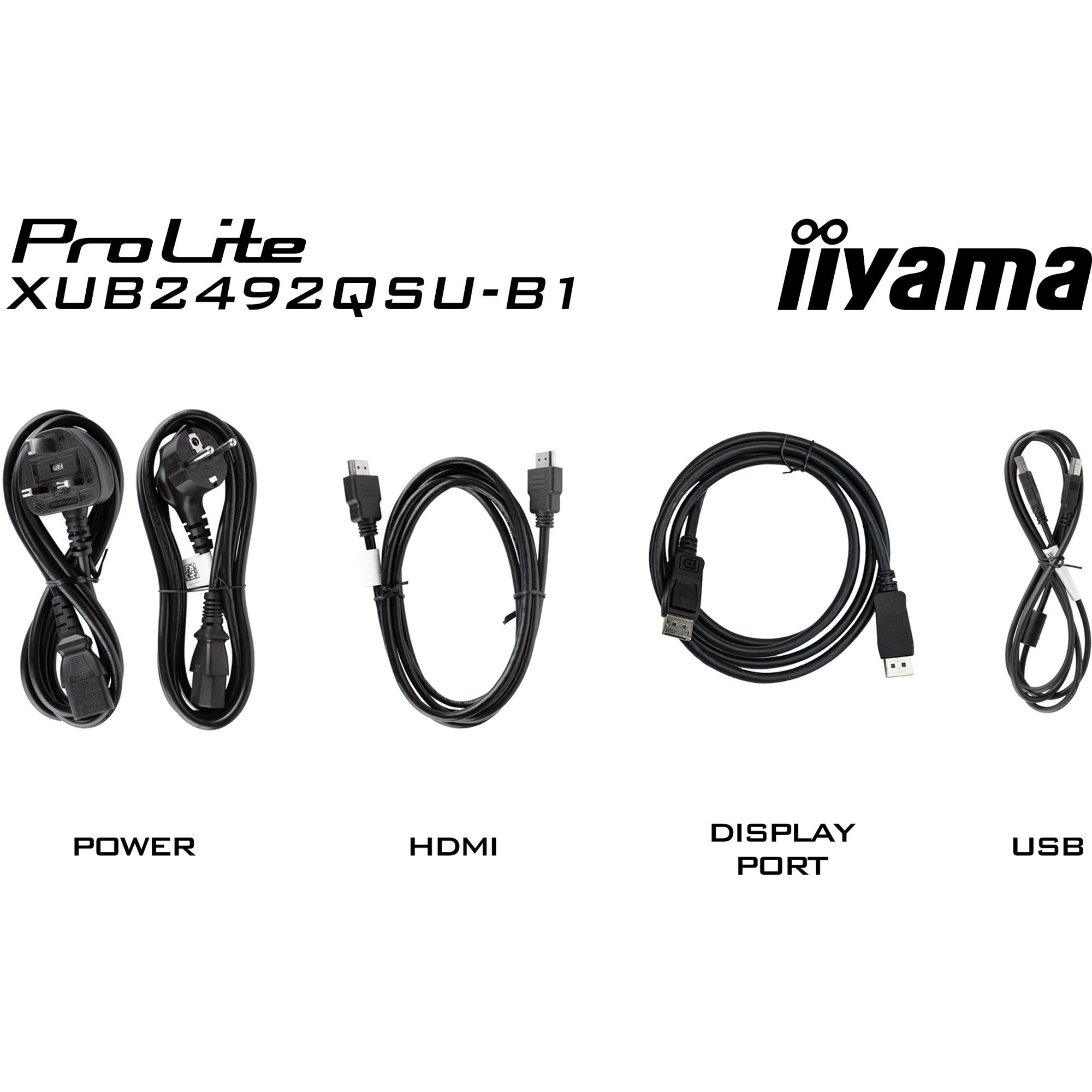 Iiyama prolite xub2492qsu-b1 23.8 monitor (zwart (mat), hdmi, displayport, 3x usb-a, usb-c)