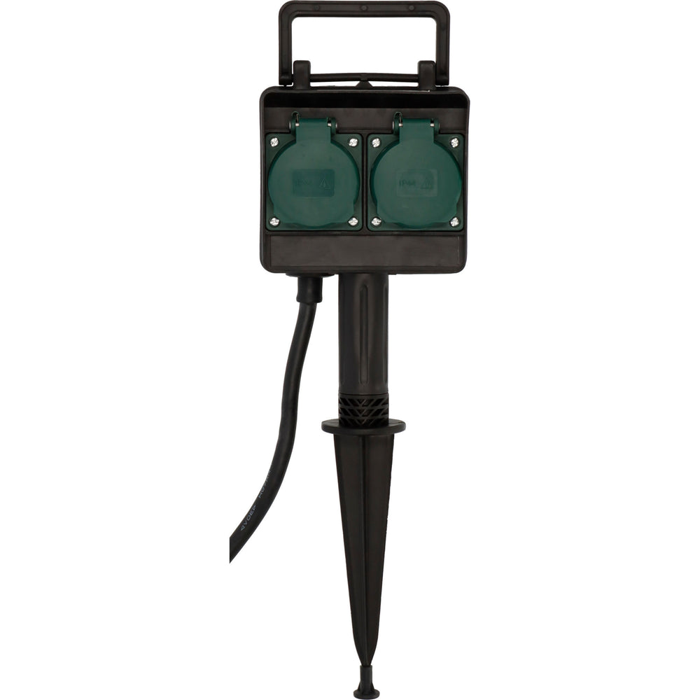 Brennenstuhl tuincontactdoos met aardspies 1154450 stekkerdoos (zwart, 10 meter, ip44)