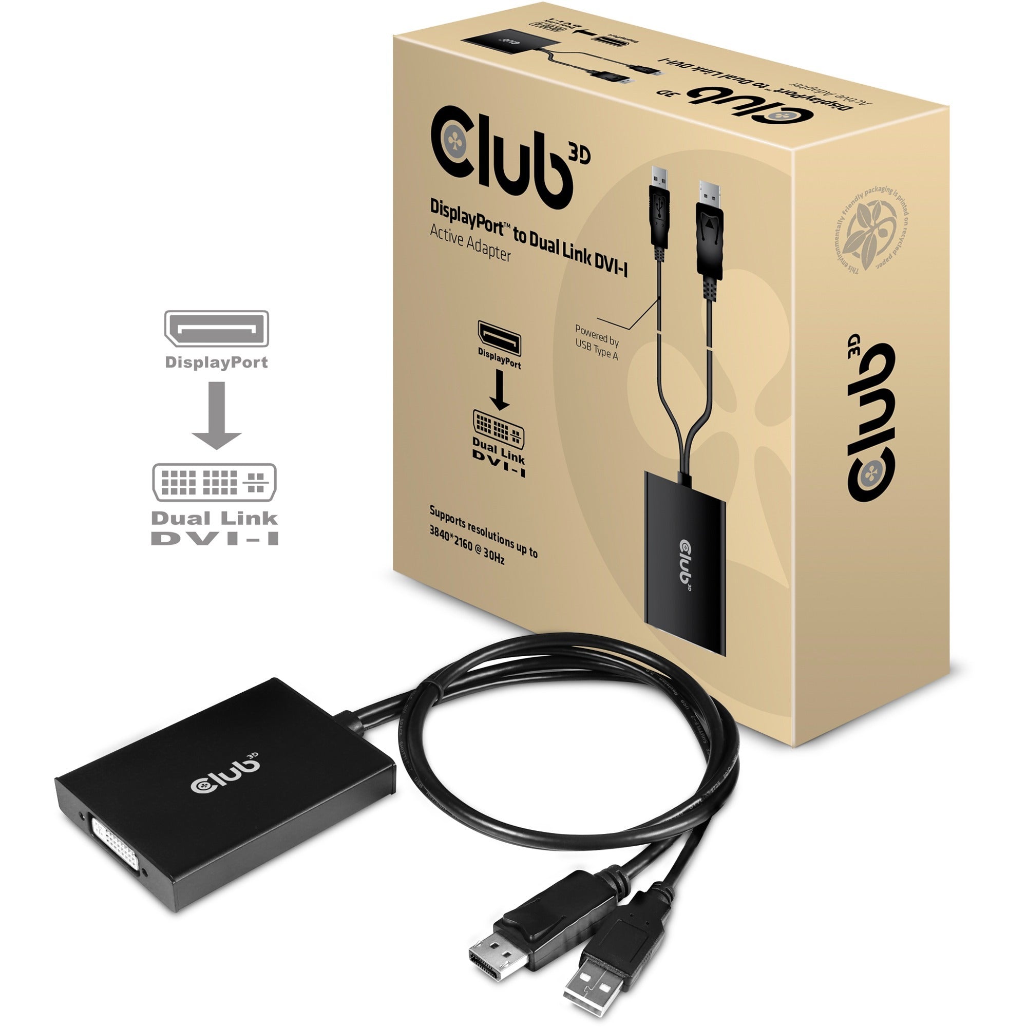 Club 3D Club 3D DisplayPort naar Dual Link DVI-I actieve adapter
