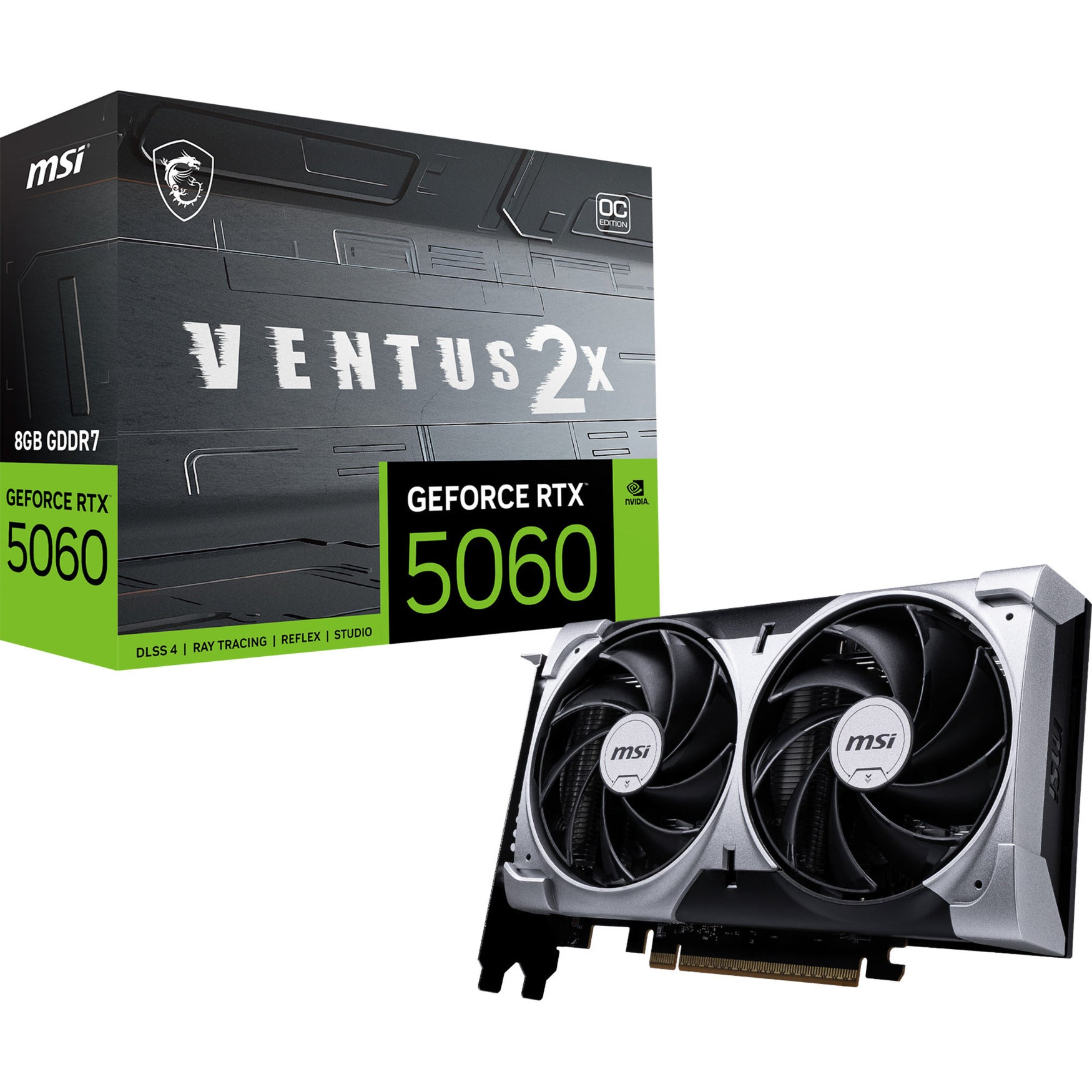 Msi geforce rtx 5060 8g ventus 2x oc grafische kaart (3x displayport, 1x hdmi)
