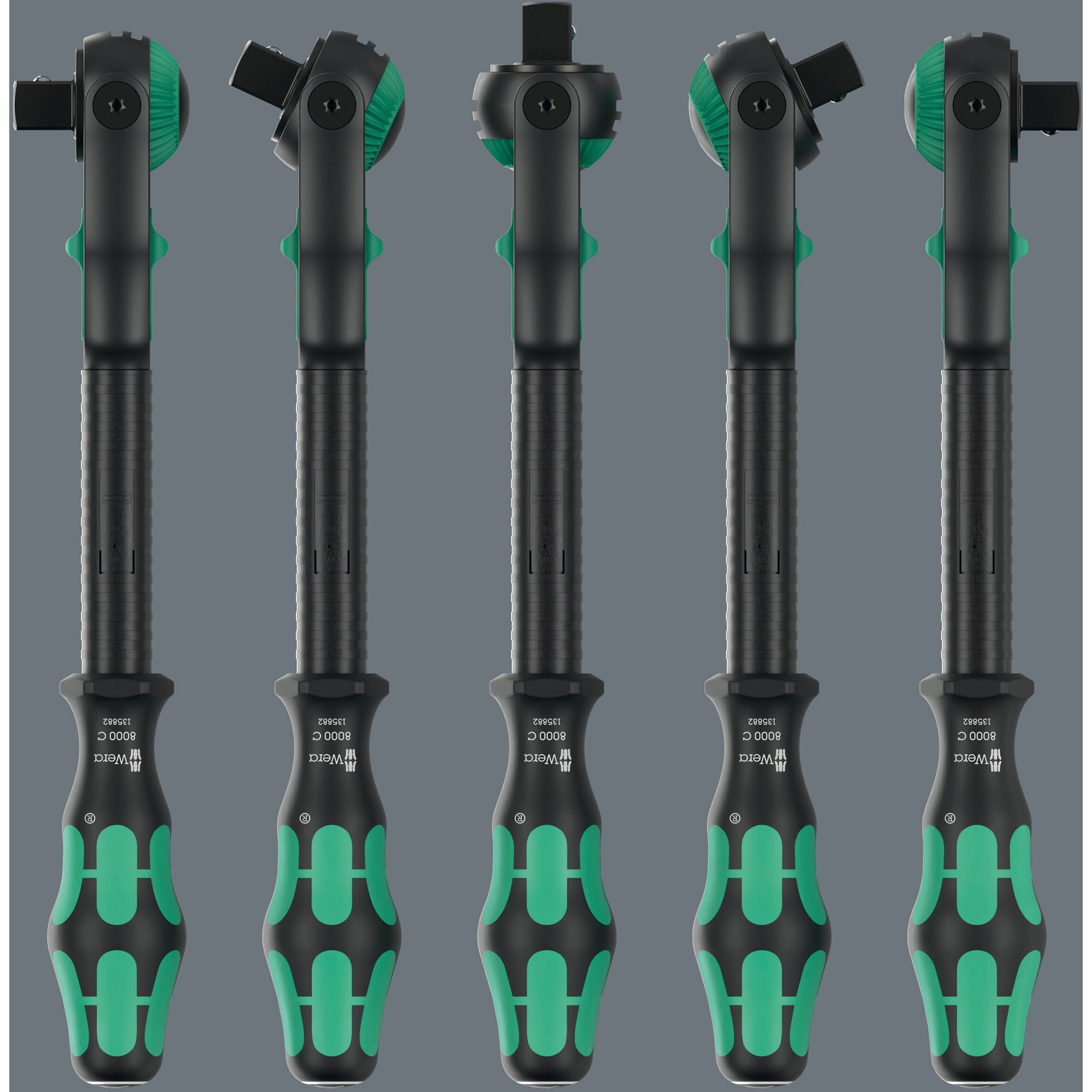 Wera 8000 c black edition zyklop speed ratel met 1 2 aandrijving (zwart groen)