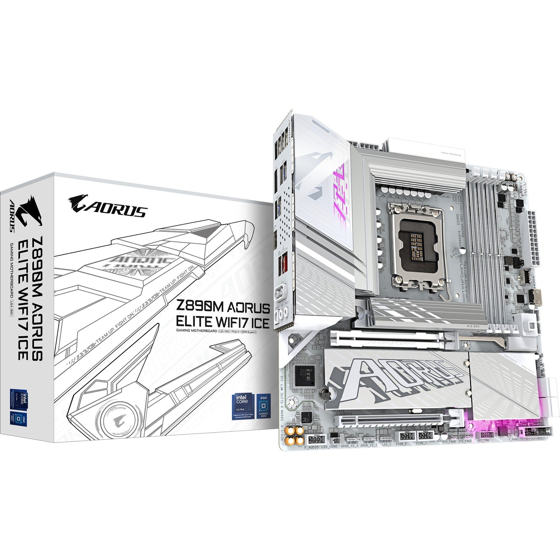 Gigabyte z890m aorus elite wf7 ice socket 1851 moederbord (raid, 2.5gb-lan, wi-fi 7, bt, sound, µatx)