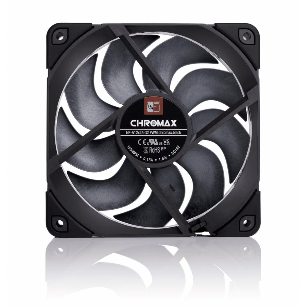 Noctua nf-a12x25 g2 pwm chromax.black case fan (zwart, 120 x 120 x 25 mm)